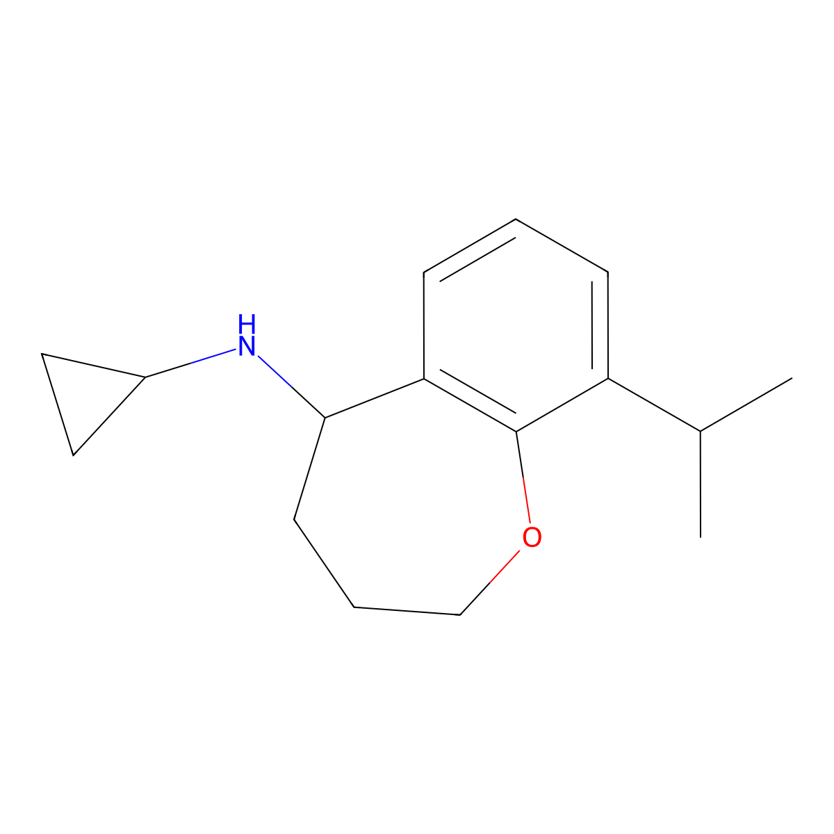 N-cyclopropyl-9-(propan-2-yl)-2,3,4,5-tetrahydro-1-benzoxepin-5-amine molecular structure, CAS 1156776-10-1