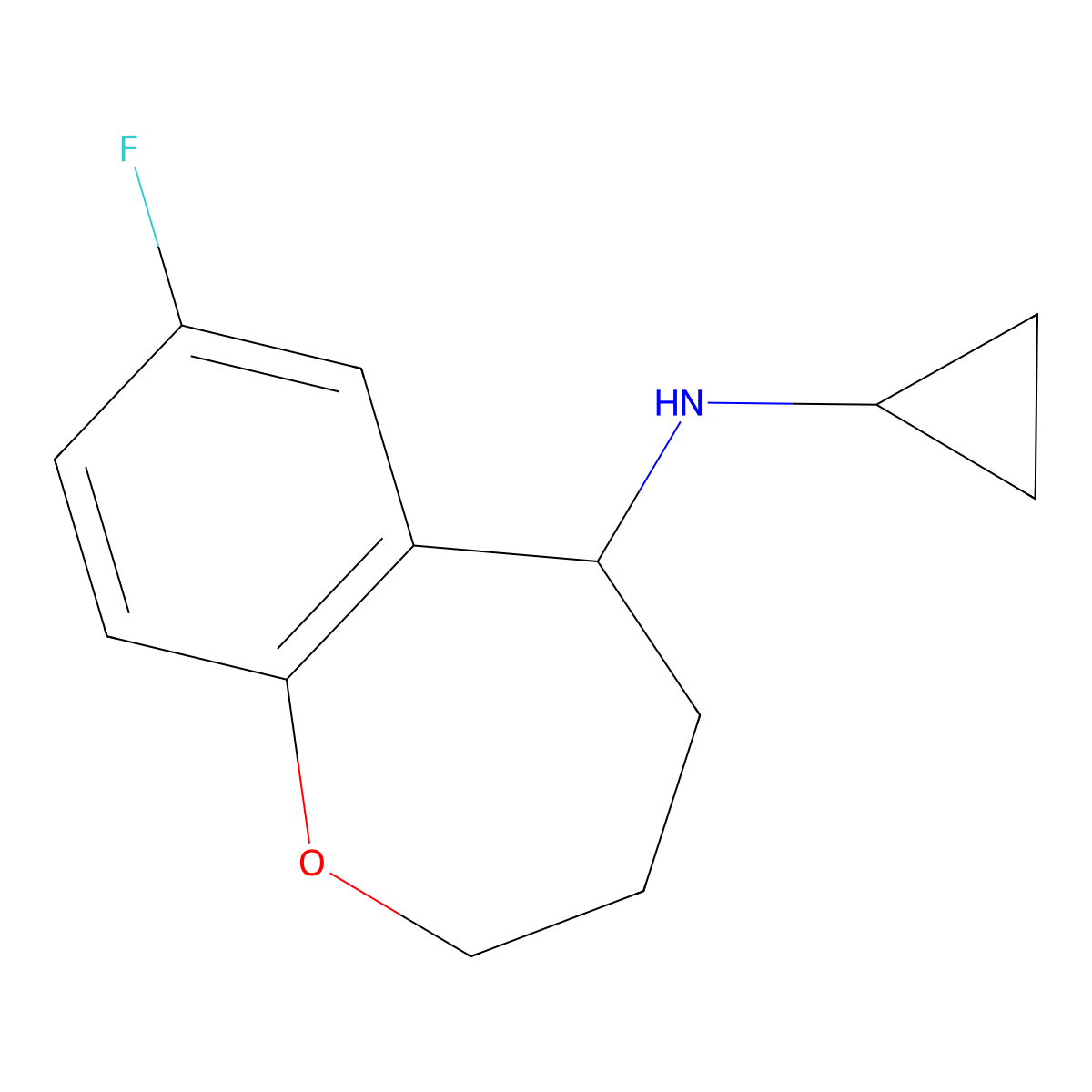 N-cyclopropyl-7-fluoro-2,3,4,5-tetrahydro-1-benzoxepin-5-amine molecular structure, CAS 1156777-43-3
