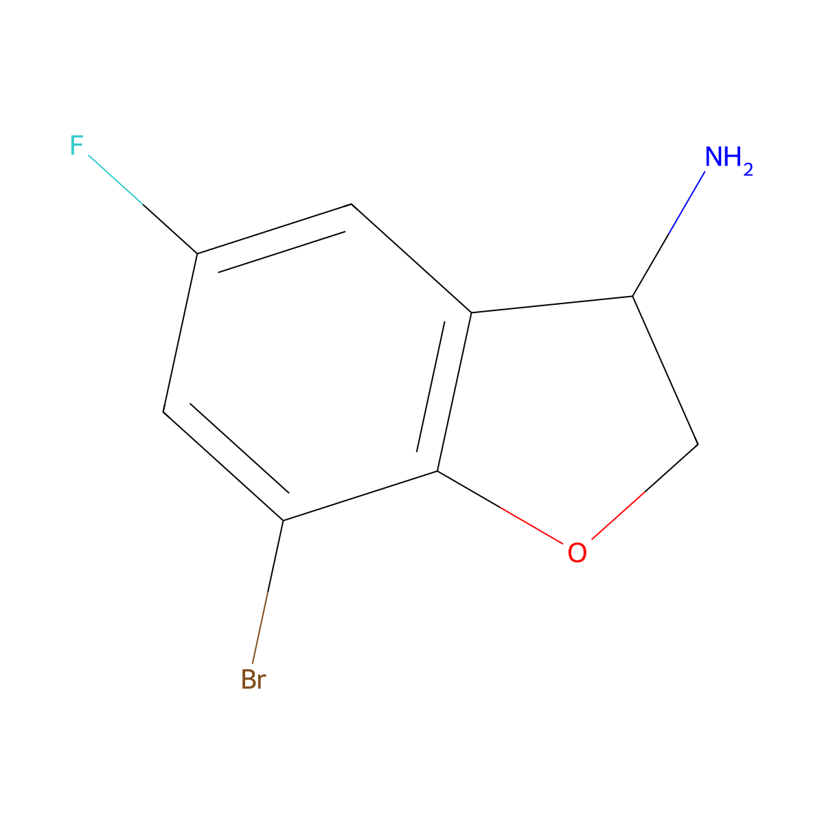 7-Bromo-5-fluoro-2,3-dihydro-1-benzofuran-3-amine molecular structure, CAS 1156778-06-1