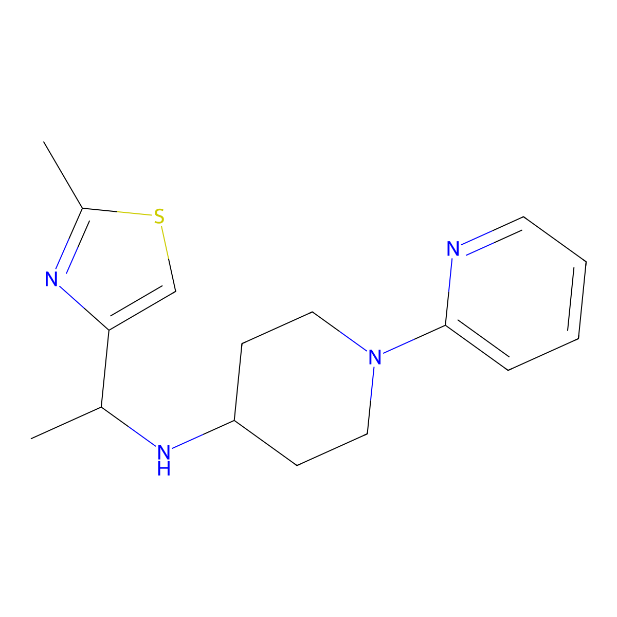 N-[1-(2-methyl-1,3-thiazol-4-yl)ethyl]-1-(pyridin-2-yl)piperidin-4-amine molecular structure, CAS 1156781-45-1