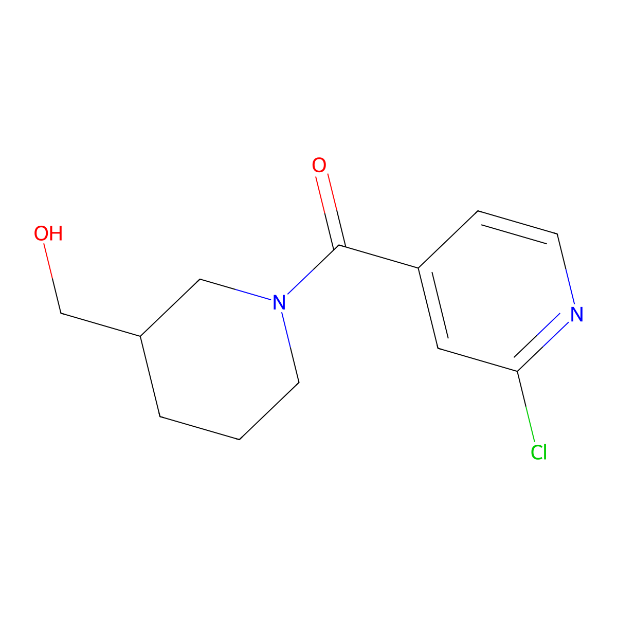 (2-Chloropyridin-4-yl)(3-(hydroxymethyl)piperidin-1-yl)methanone molecular structure, CAS 1156800-32-6