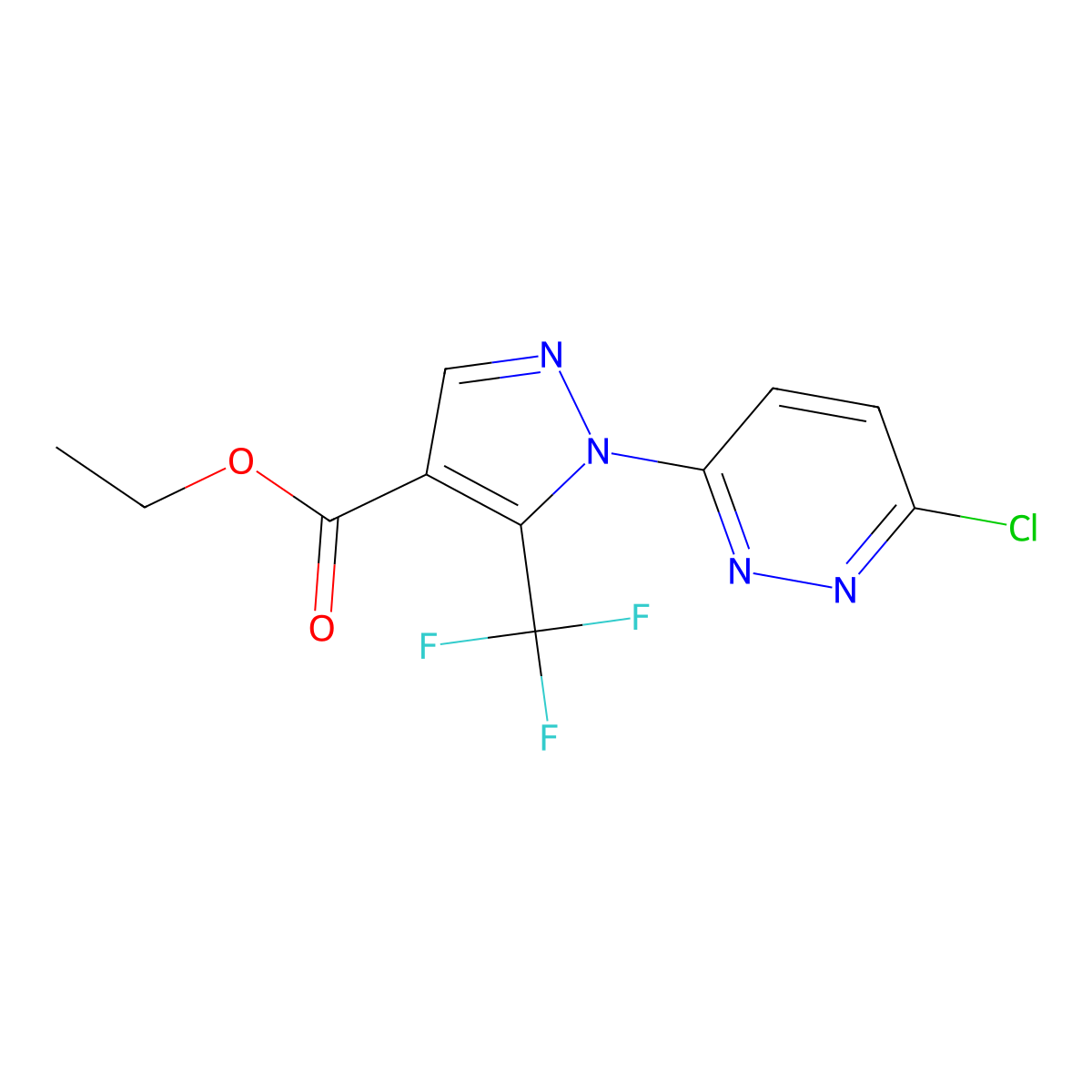 ethyl 1-(6-chloropyridazin-3-yl)-5-(trifluoromethyl)-1H-pyrazole-4-carboxylate molecular structure, CAS 1156803-06-3