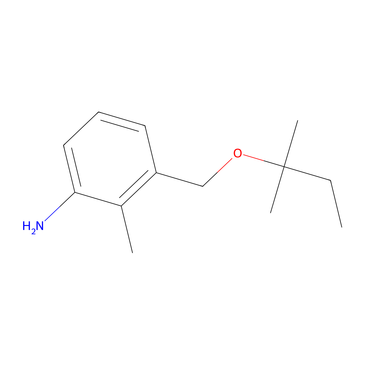 2-Methyl-3-{[(2-methylbutan-2-yl)oxy]methyl}aniline molecular structure, CAS 1156812-61-1