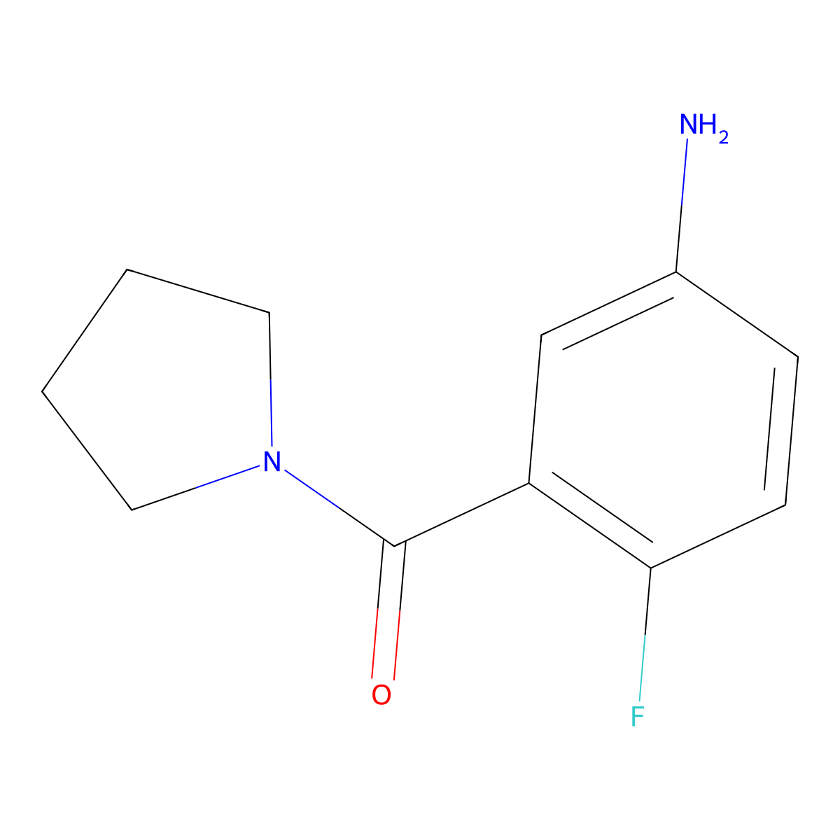 (5-Amino-2-fluorophenyl)(pyrrolidin-1-yl)methanone molecular structure, CAS 1156817-57-0