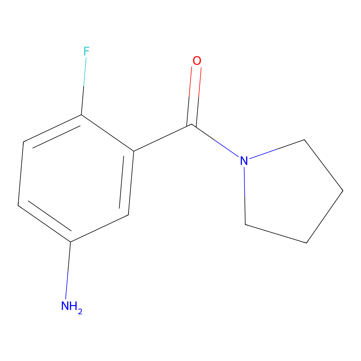 (5-Amino-2-fluorophenyl)(pyrrolidin-1-yl)methanone molecular structure, CAS 1156817-57-0