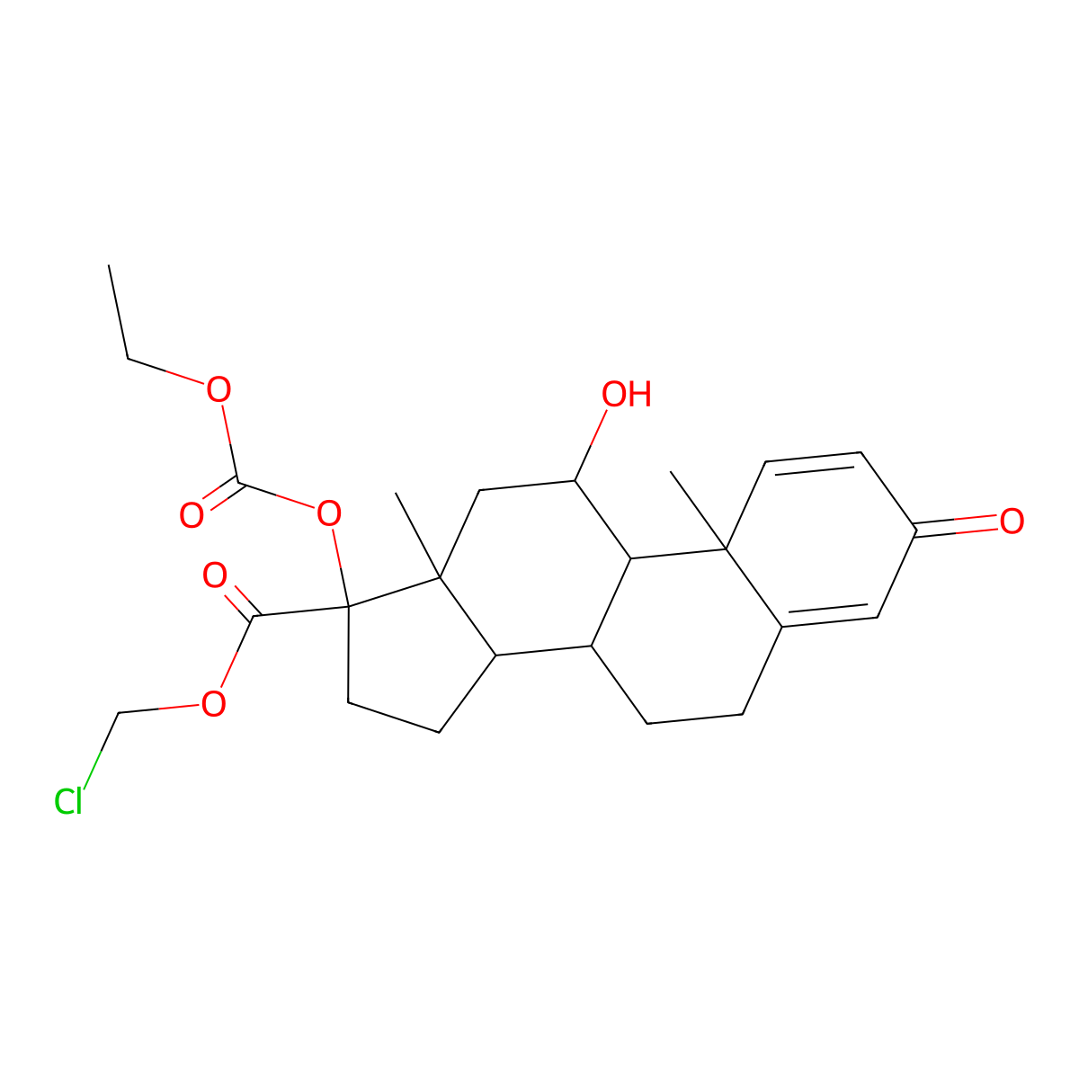 chloromethyl 17-ethoxycarbonyloxy-11-hydroxy-10,13-dimethyl-3-oxo-7,8,9,11,12,14,15,16-octahydro-6H-cyclopenta[a]phenanthrene-17-carboxylate molecular structure, CAS 1156833-32-7
