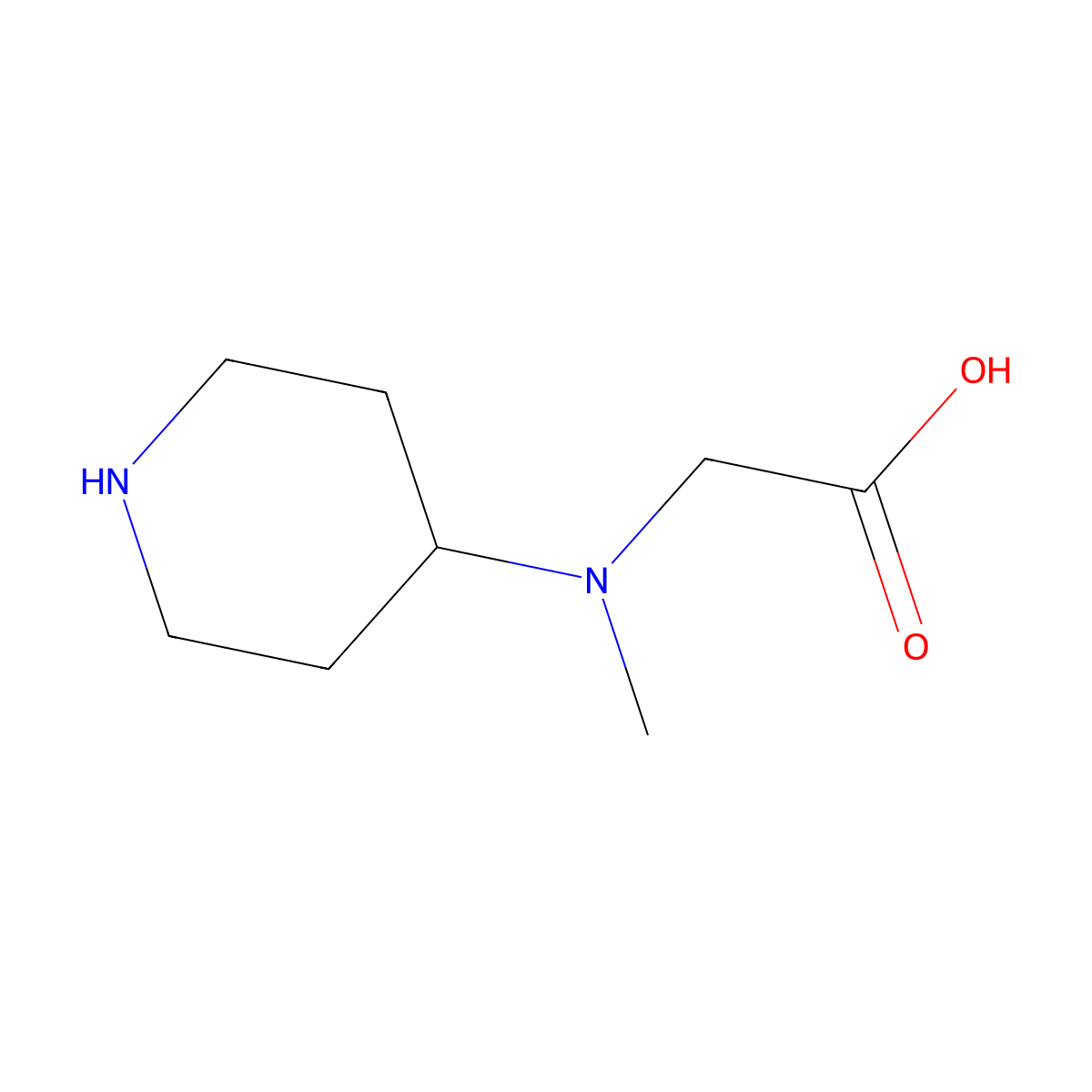 N-methyl-N-piperidin-4-ylglycine dihydrochloride molecular structure, CAS 1156835-52-7