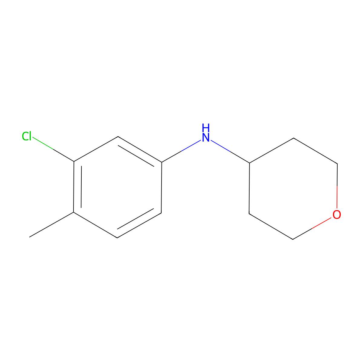 N-(3-chloro-4-methylphenyl)oxan-4-amine molecular structure, CAS 1156837-54-5