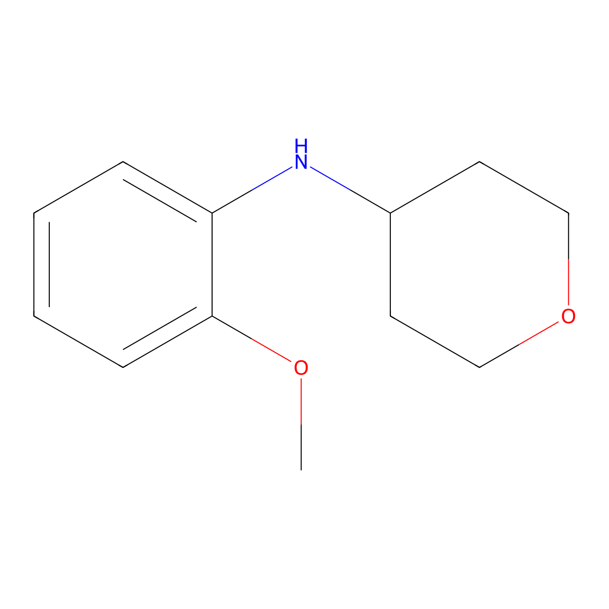 N-(2-methoxyphenyl)oxan-4-amine molecular structure, CAS 1156837-64-7