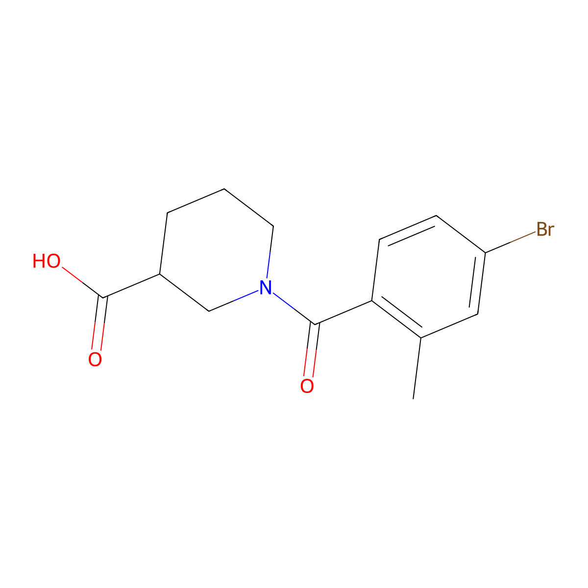 1-(4-Bromo-2-methylbenzoyl)piperidine-3-carboxylic acid molecular structure, CAS 1156845-33-8
