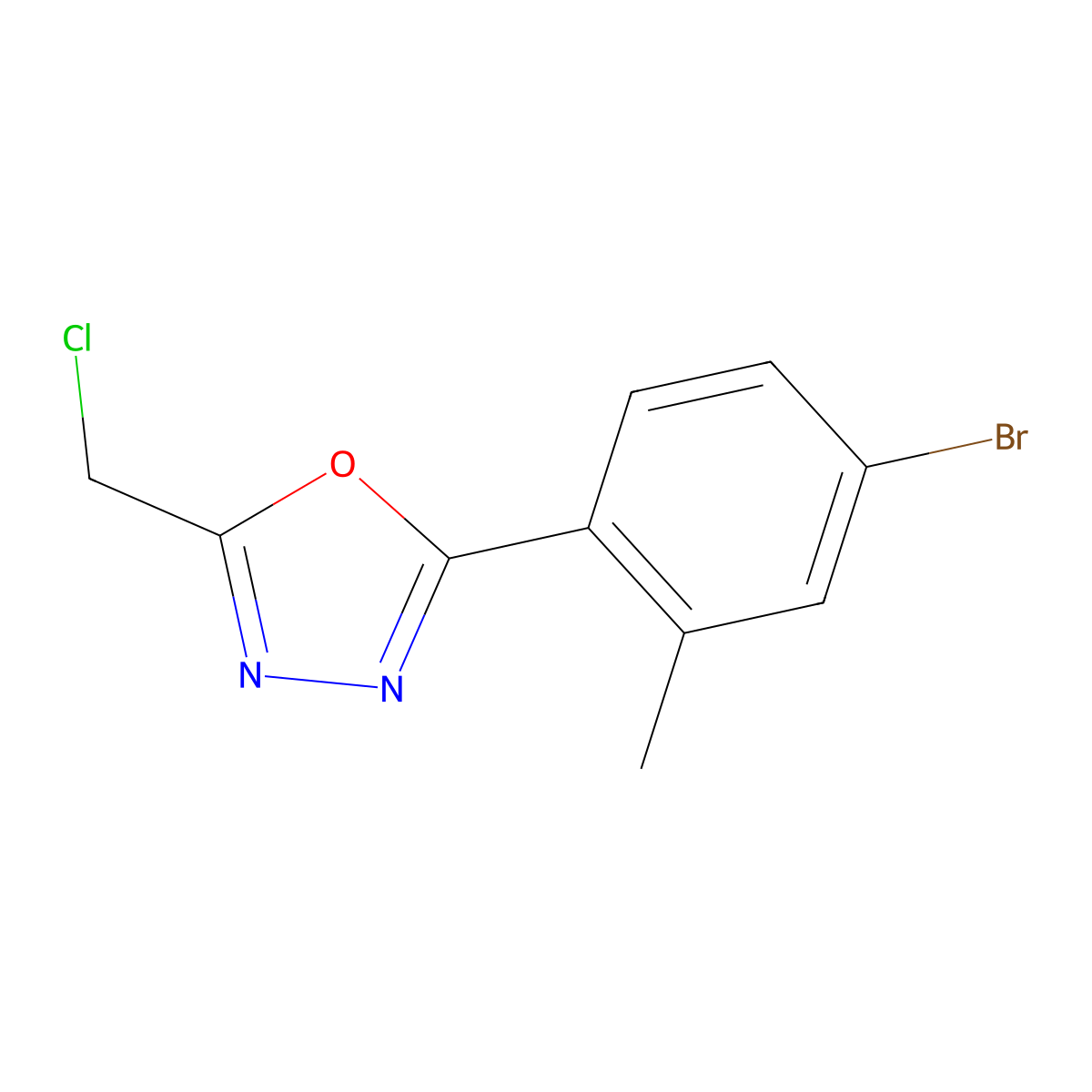 2-(4-Bromo-2-methylphenyl)-5-(chloromethyl)-1,3,4-oxadiazole molecular structure, CAS 1156845-90-7