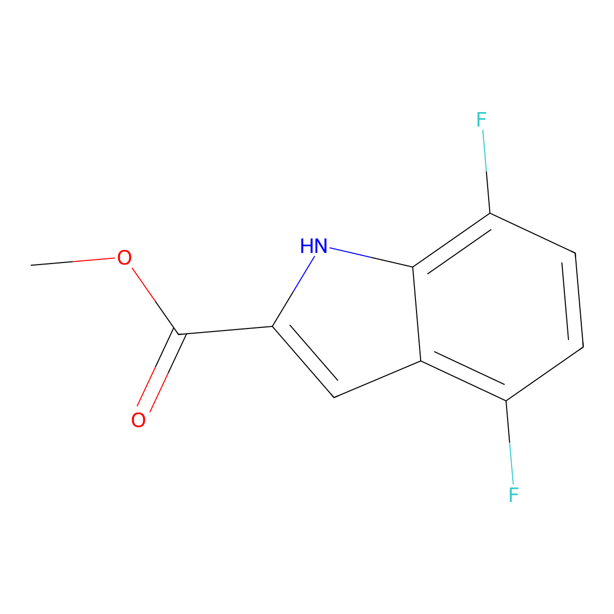 methyl 4,7-difluoro-1H-indole-2-carboxylate molecular structure, CAS 1156857-12-3