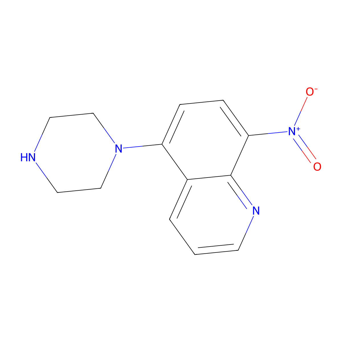 8-Nitro-5-(piperazin-1-yl)quinoline molecular structure, CAS 115686-87-8