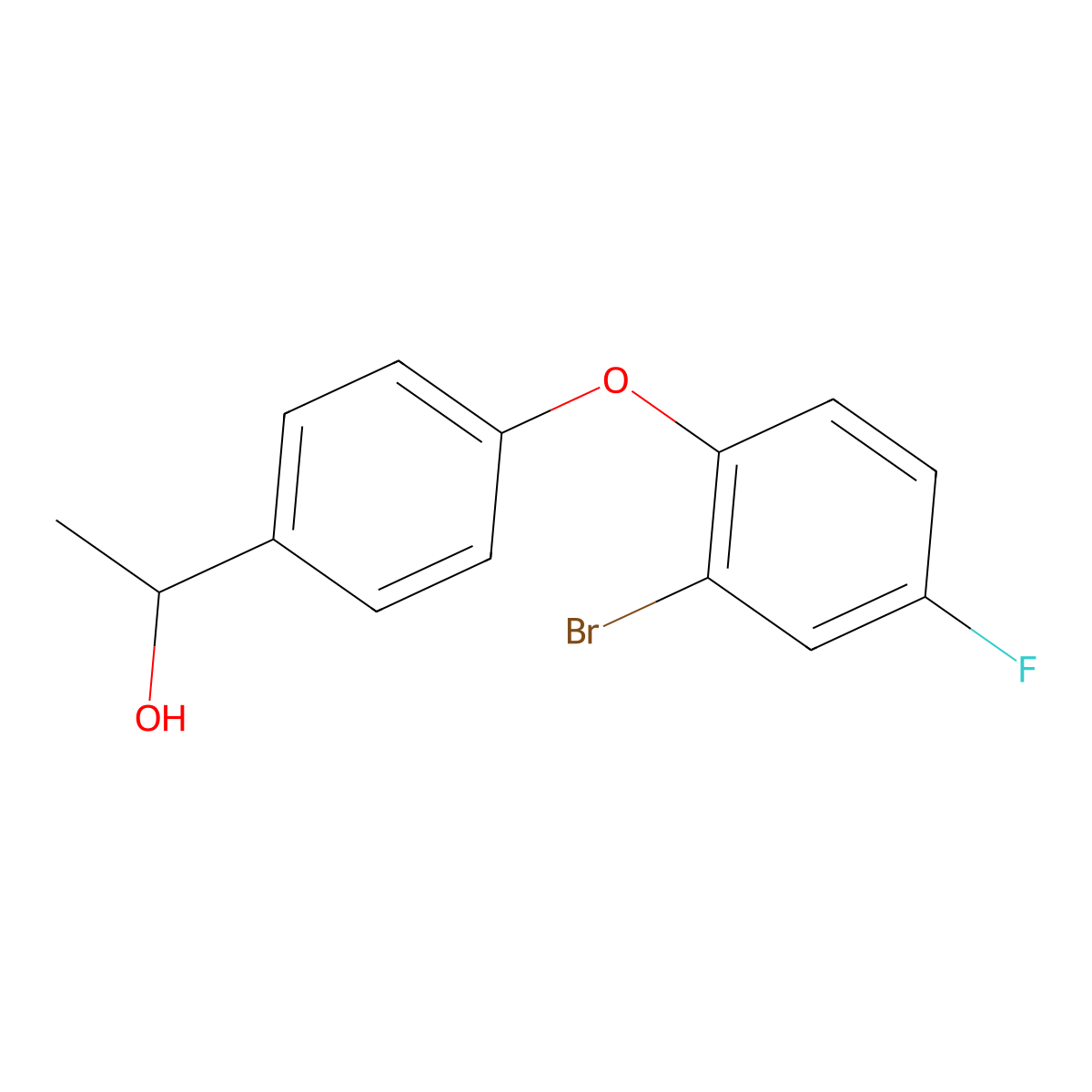 1-[4-(2-Bromo-4-fluorophenoxy)phenyl]ethan-1-ol molecular structure, CAS 1156863-83-0