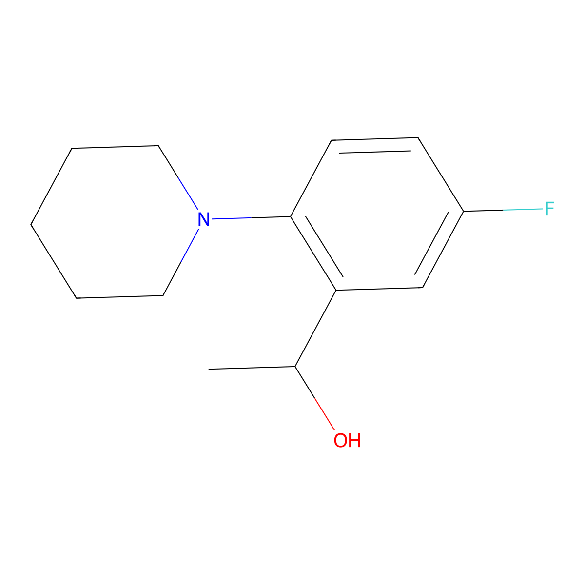 1-[5-Fluoro-2-(1-piperidyl)phenyl]ethanol molecular structure, CAS 1156864-57-1