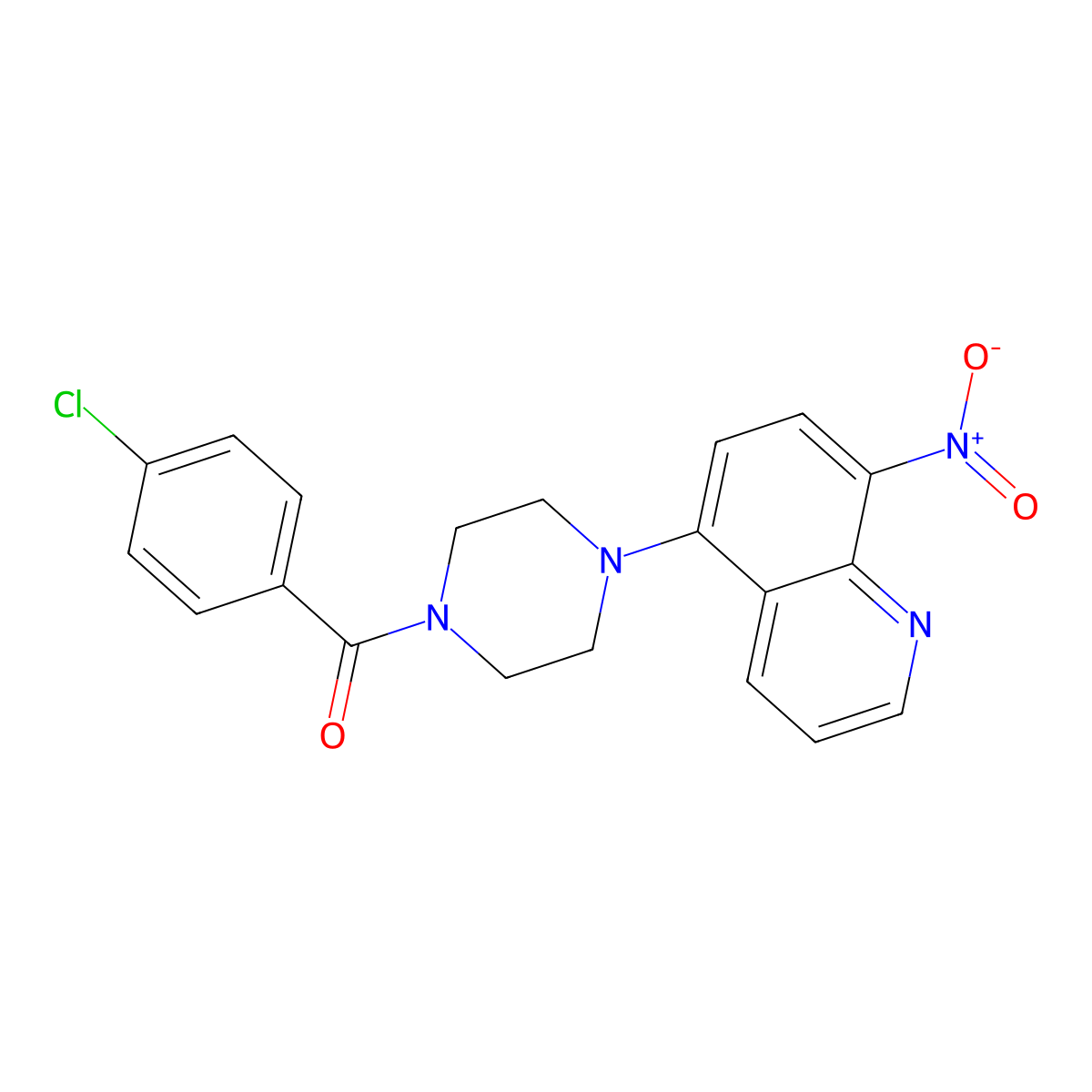 (4-Chlorophenyl)-[4-(8-nitroquinolin-5-yl)piperazin-1-yl]methanone molecular structure, CAS 115687-05-3