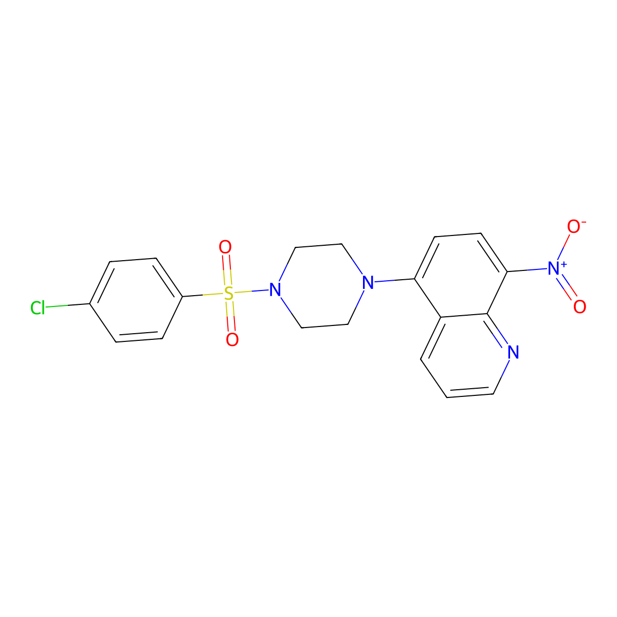 5-{4-[(4-Chlorophenyl)sulfonyl]piperazin-1-yl}-8-nitroquinoline molecular structure, CAS 115687-15-5