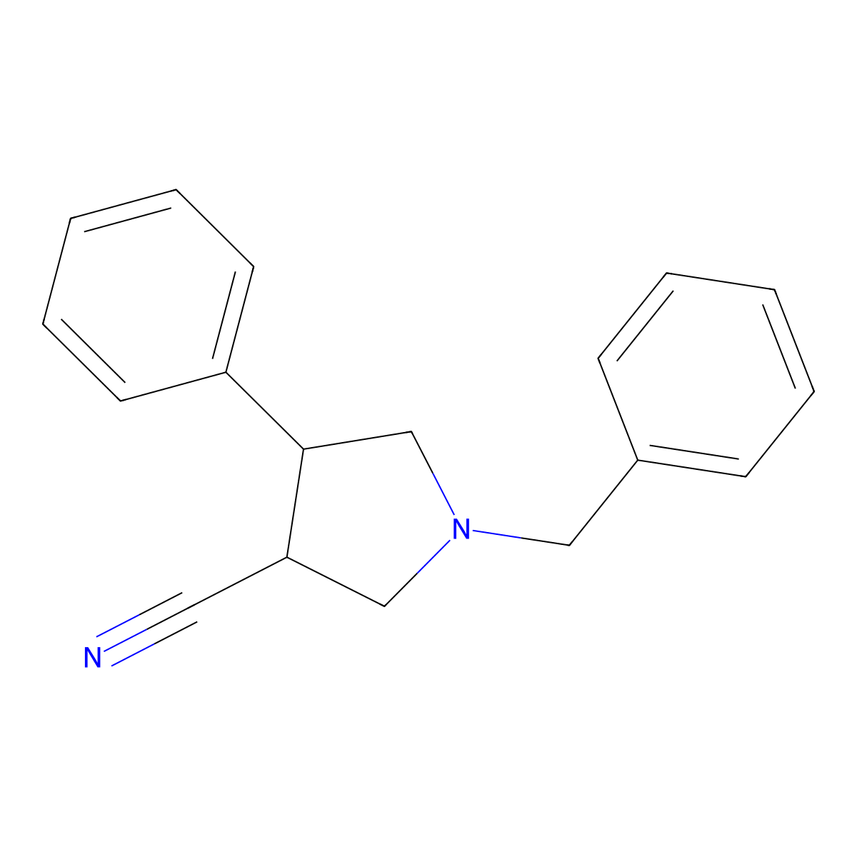 1-Benzyl-4-phenylpyrrolidine-3-carbonitrile molecular structure, CAS 115687-28-0
