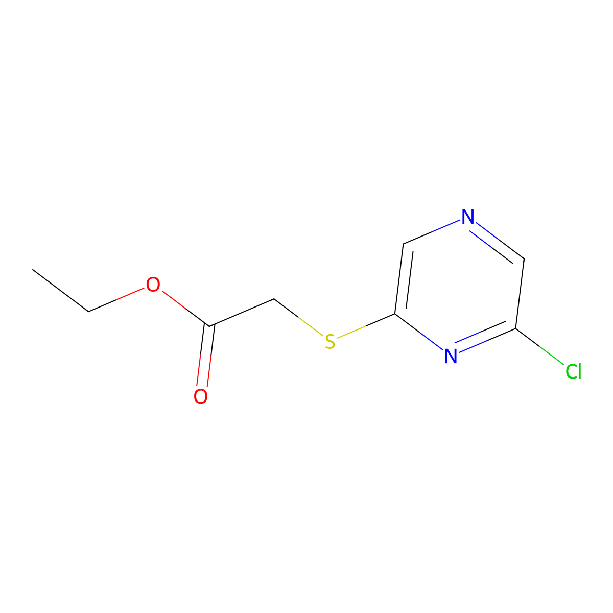 Ethyl 2-[(6-chloropyrazin-2-yl)sulfanyl]acetate molecular structure, CAS 1156875-83-0