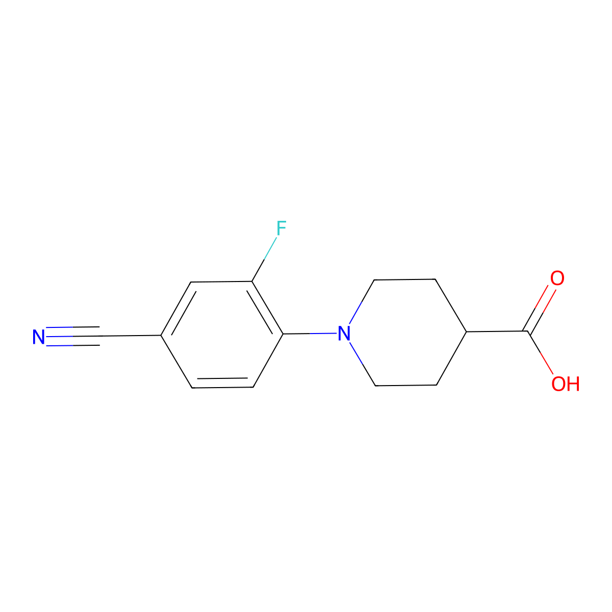 1-(4-Cyano-2-fluorophenyl)piperidine-4-carboxylic acid molecular structure, CAS 1156886-59-7