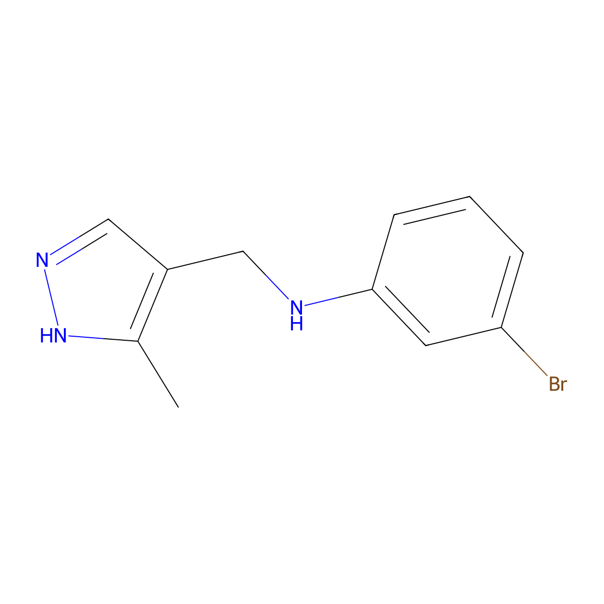 3-Bromo-N-[(3-methyl-1H-pyrazol-4-yl)methyl]aniline molecular structure, CAS 1156888-60-6