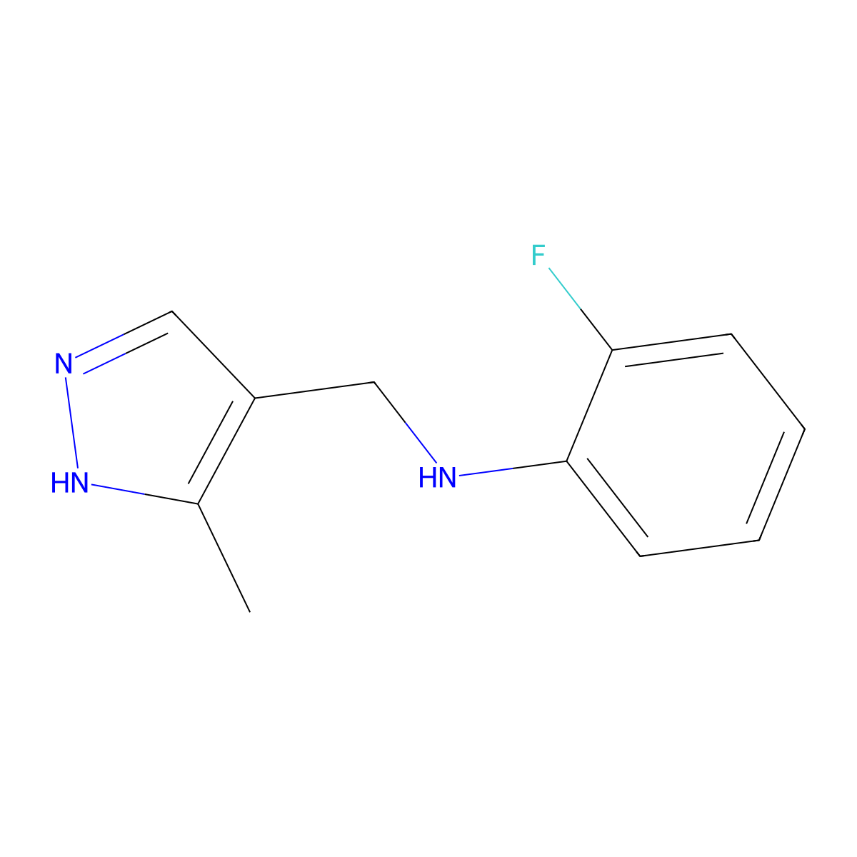 2-fluoro-N-[(3-methyl-1H-pyrazol-4-yl)methyl]aniline molecular structure, CAS 1156888-70-8