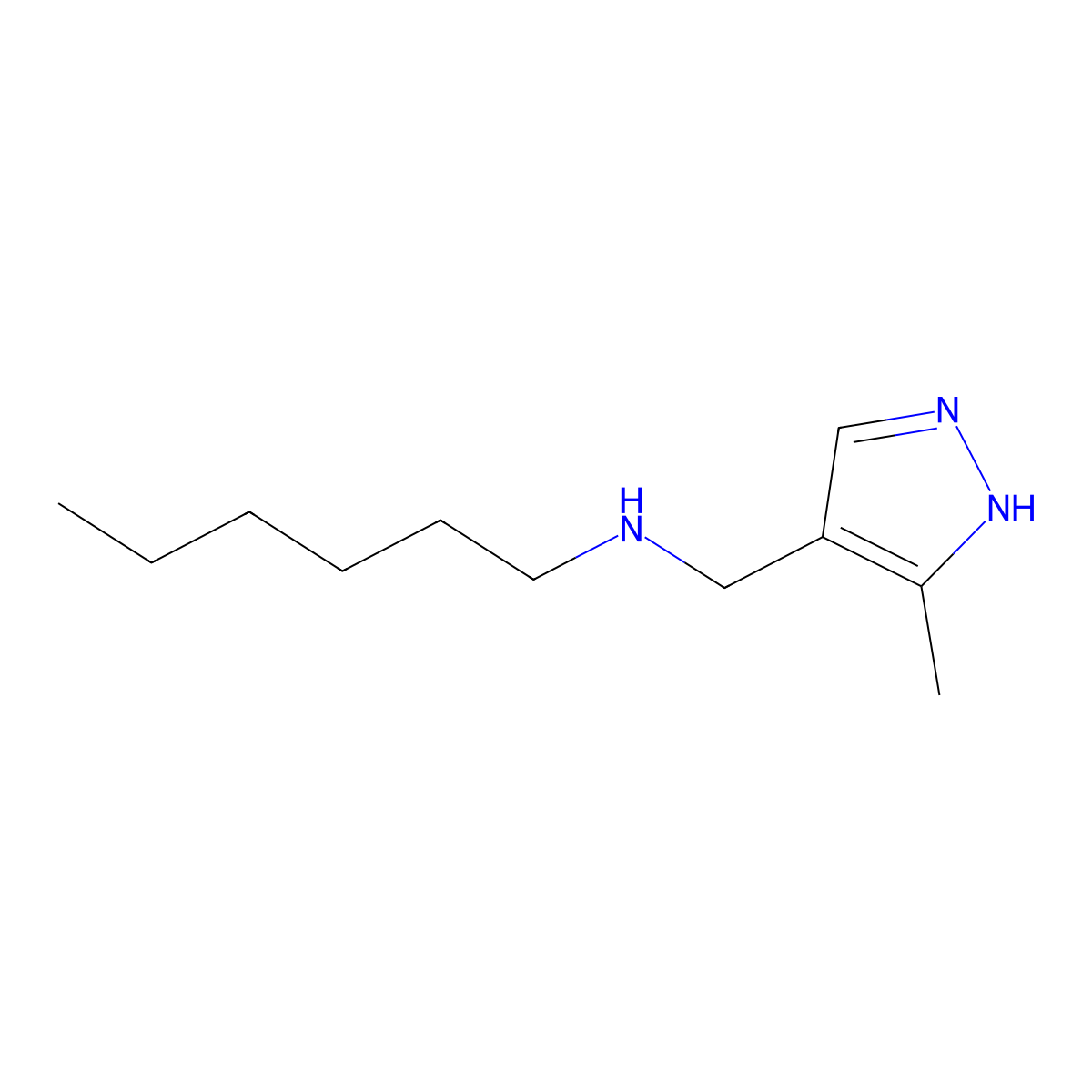 Hexyl[(3-methyl-1H-pyrazol-4-yl)methyl]amine molecular structure, CAS 1156889-02-9