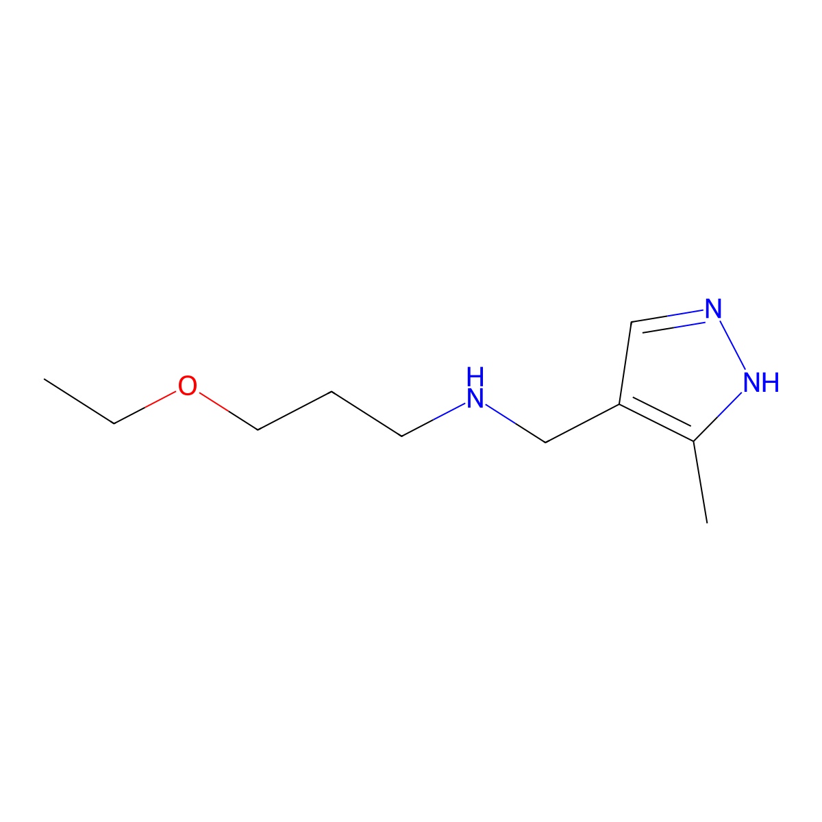 (3-Ethoxypropyl)[(3-methyl-1H-pyrazol-4-yl)methyl]amine molecular structure, CAS 1156889-23-4