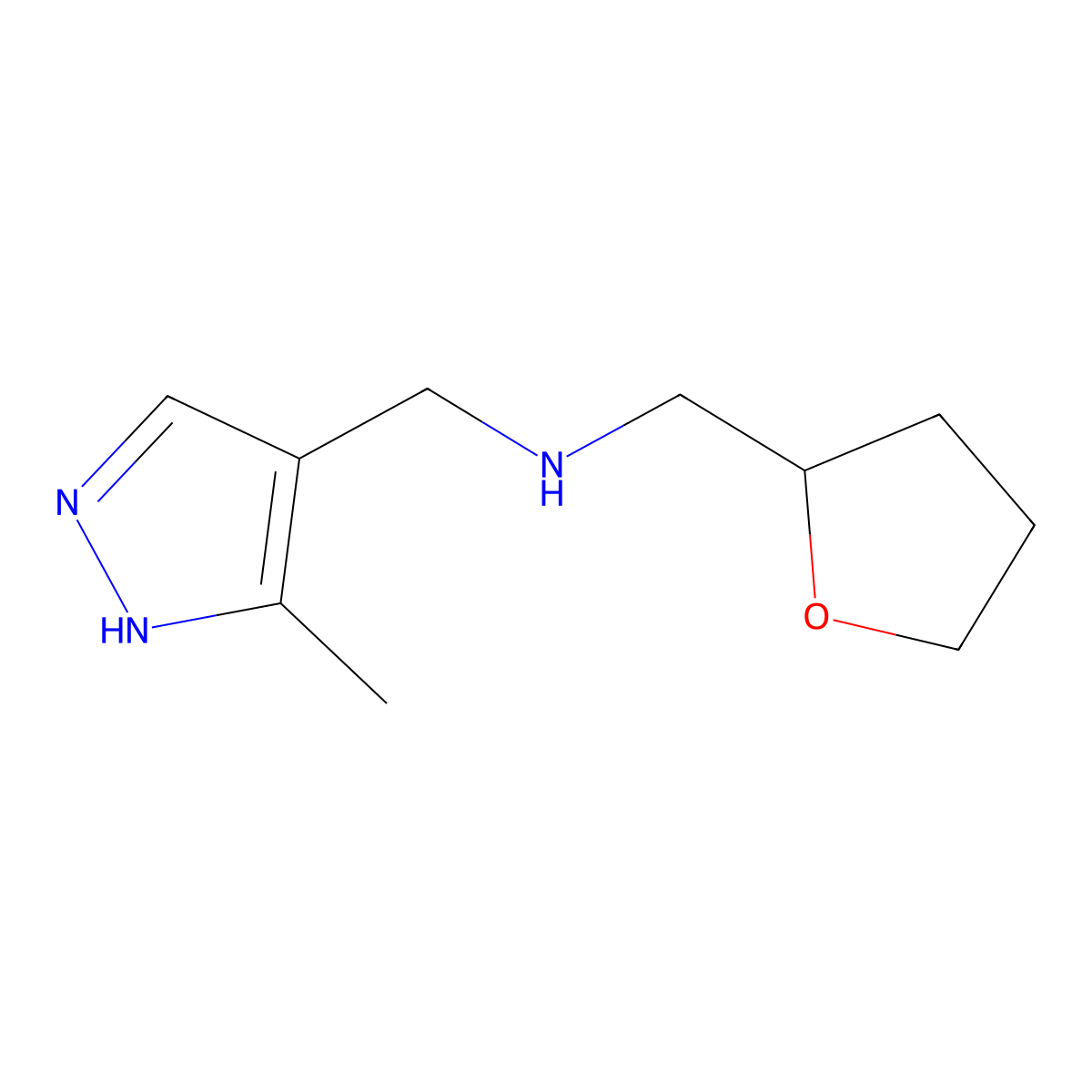 [(3-methyl-1H-pyrazol-4-yl)methyl][(oxolan-2-yl)methyl]amine molecular structure, CAS 1156889-28-9