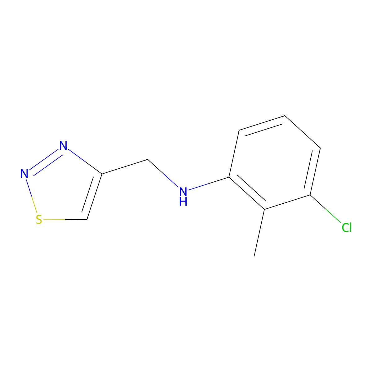 3-chloro-2-methyl-N-[(1,2,3-thiadiazol-4-yl)methyl]aniline molecular structure, CAS 1156889-68-7