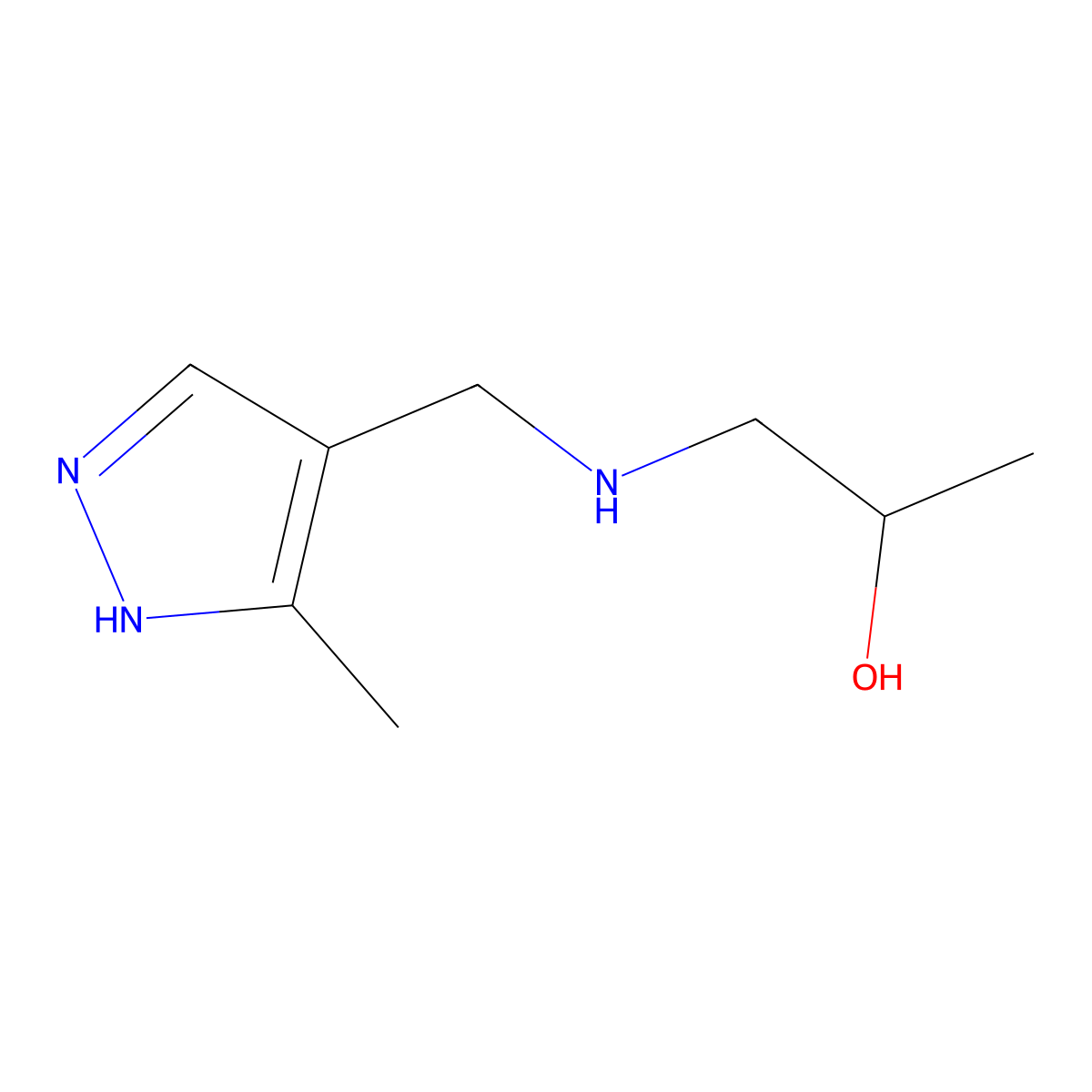 1-{[(3-methyl-1H-pyrazol-4-yl)methyl]amino}propan-2-ol molecular structure, CAS 1156890-28-6