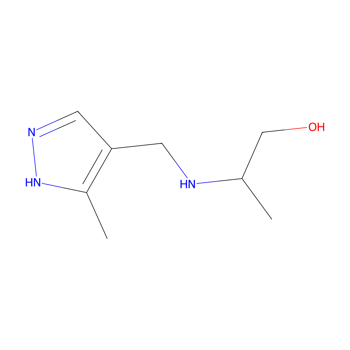 2-{[(3-methyl-1H-pyrazol-4-yl)methyl]amino}propan-1-ol molecular structure, CAS 1156890-47-9