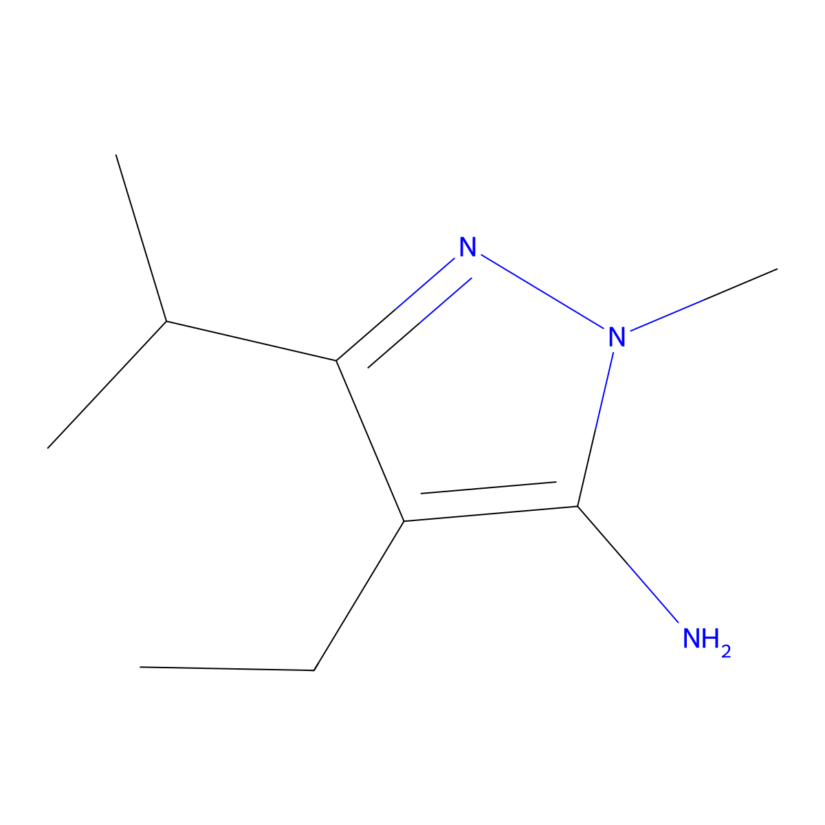 4-ethyl-1-methyl-3-(propan-2-yl)-1H-pyrazol-5-amine molecular structure, CAS 1156890-65-1