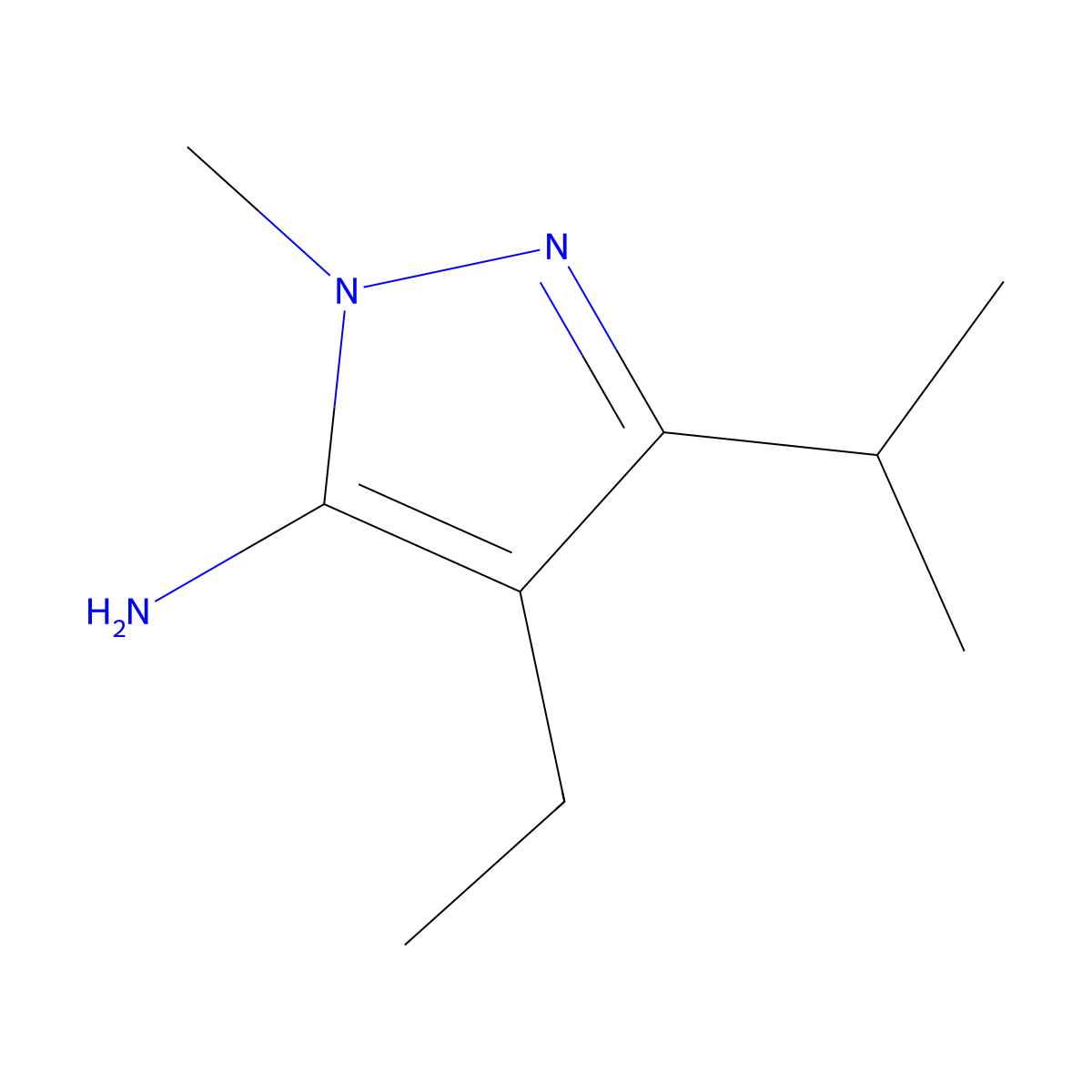 4-ethyl-1-methyl-3-(propan-2-yl)-1H-pyrazol-5-amine molecular structure, CAS 1156890-65-1