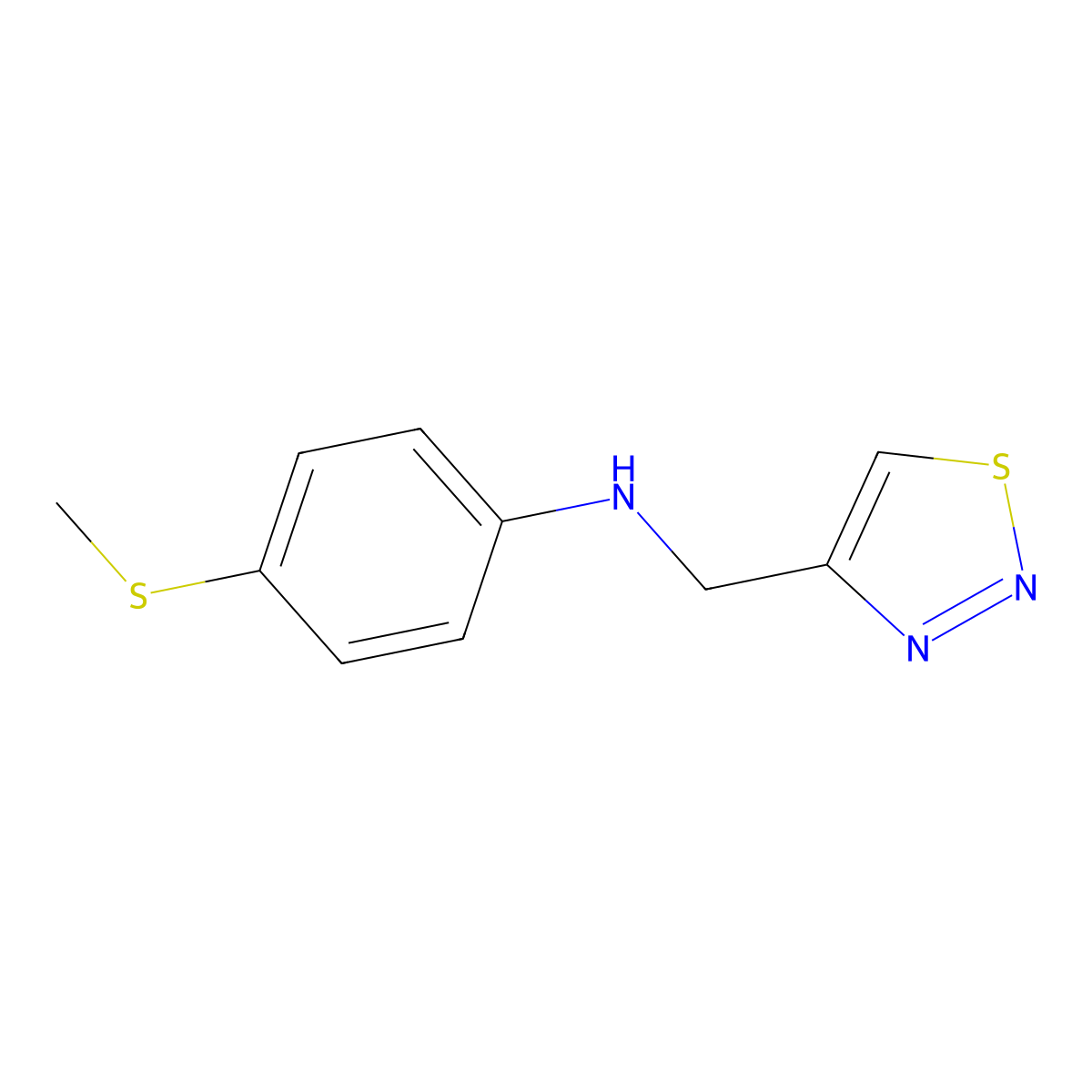 4-(methylsulfanyl)-N-[(1,2,3-thiadiazol-4-yl)methyl]aniline molecular structure, CAS 1156890-74-2