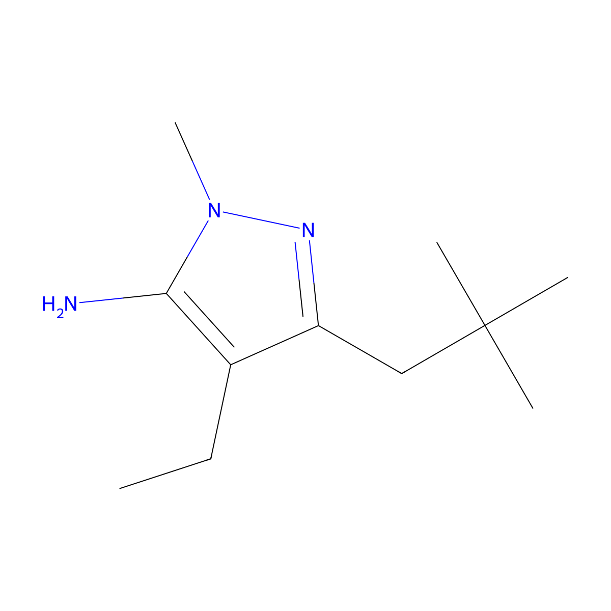 3-(2,2-Dimethylpropyl)-4-ethyl-1-methyl-1H-pyrazol-5-amine molecular structure, CAS 1156890-81-1