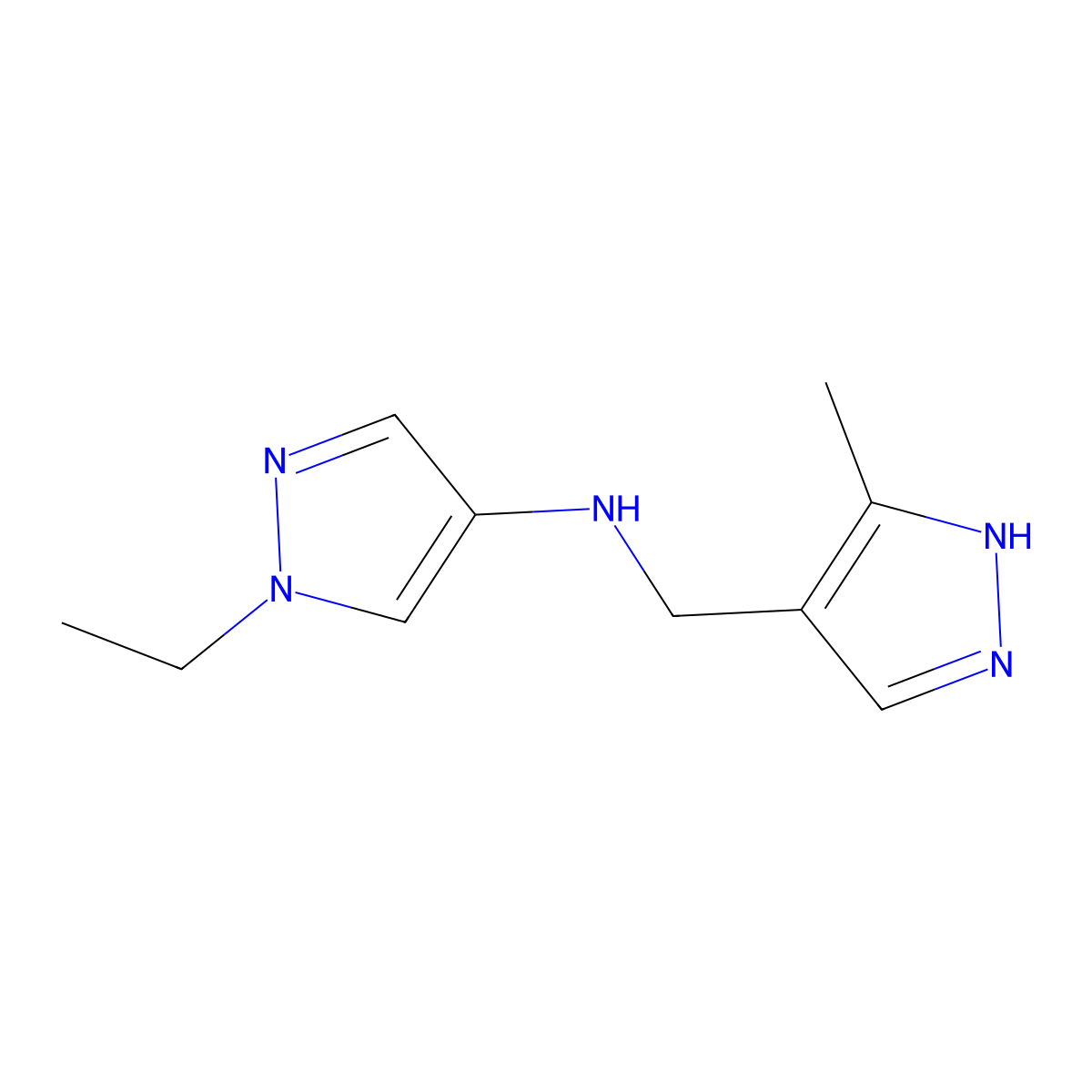 1-Ethyl-N-[(3-methyl-1H-pyrazol-4-yl)methyl]-1H-pyrazol-4-amine molecular structure, CAS 1156891-36-9