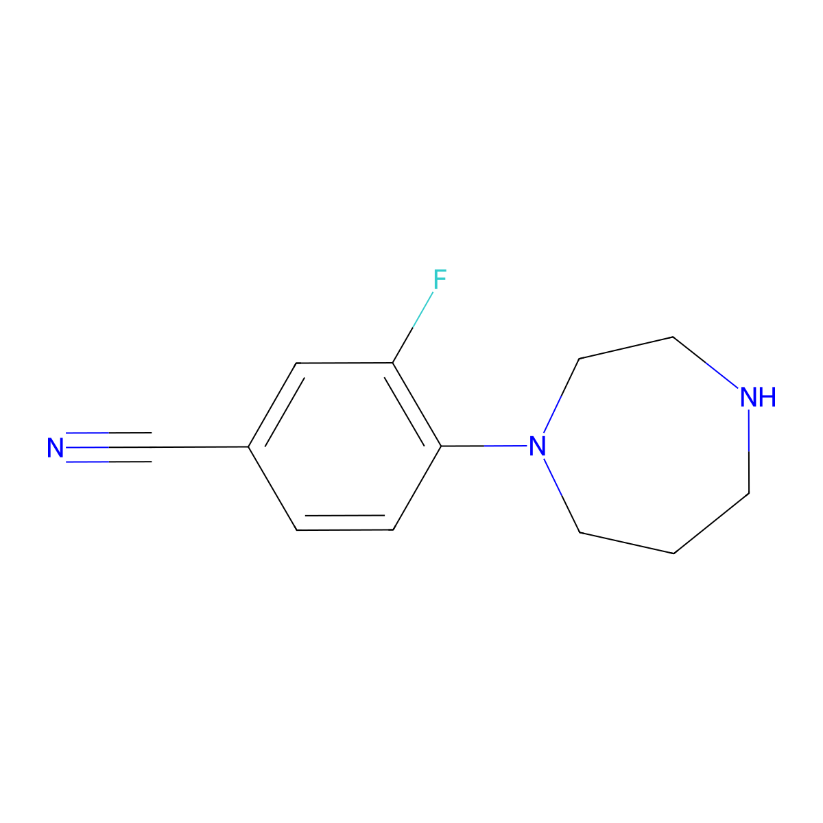 4-(1,4-Diazepan-1-yl)-3-fluorobenzonitrile molecular structure, CAS 1156891-99-4