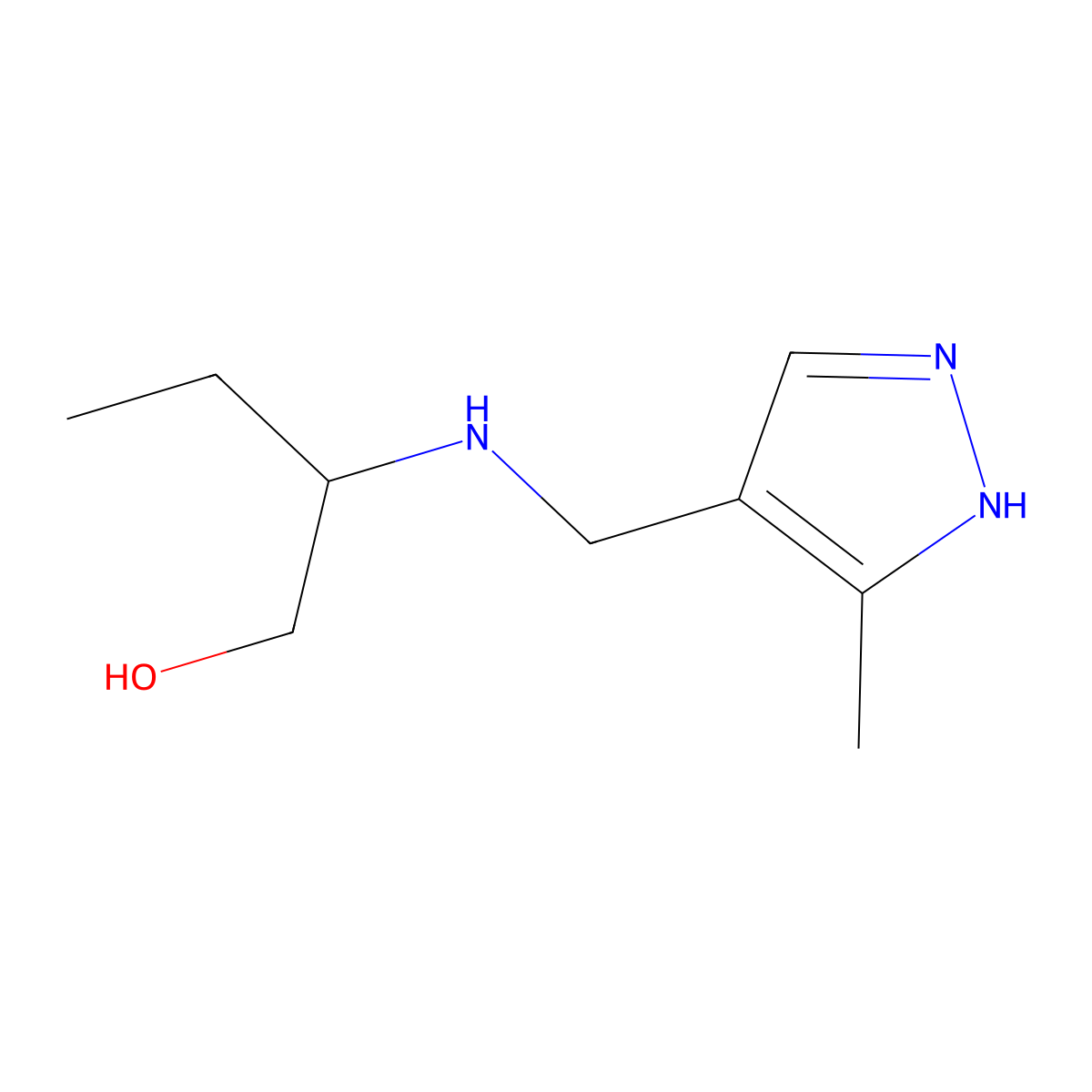 2-{[(3-methyl-1H-pyrazol-4-yl)methyl]amino}butan-1-ol molecular structure, CAS 1156892-05-5