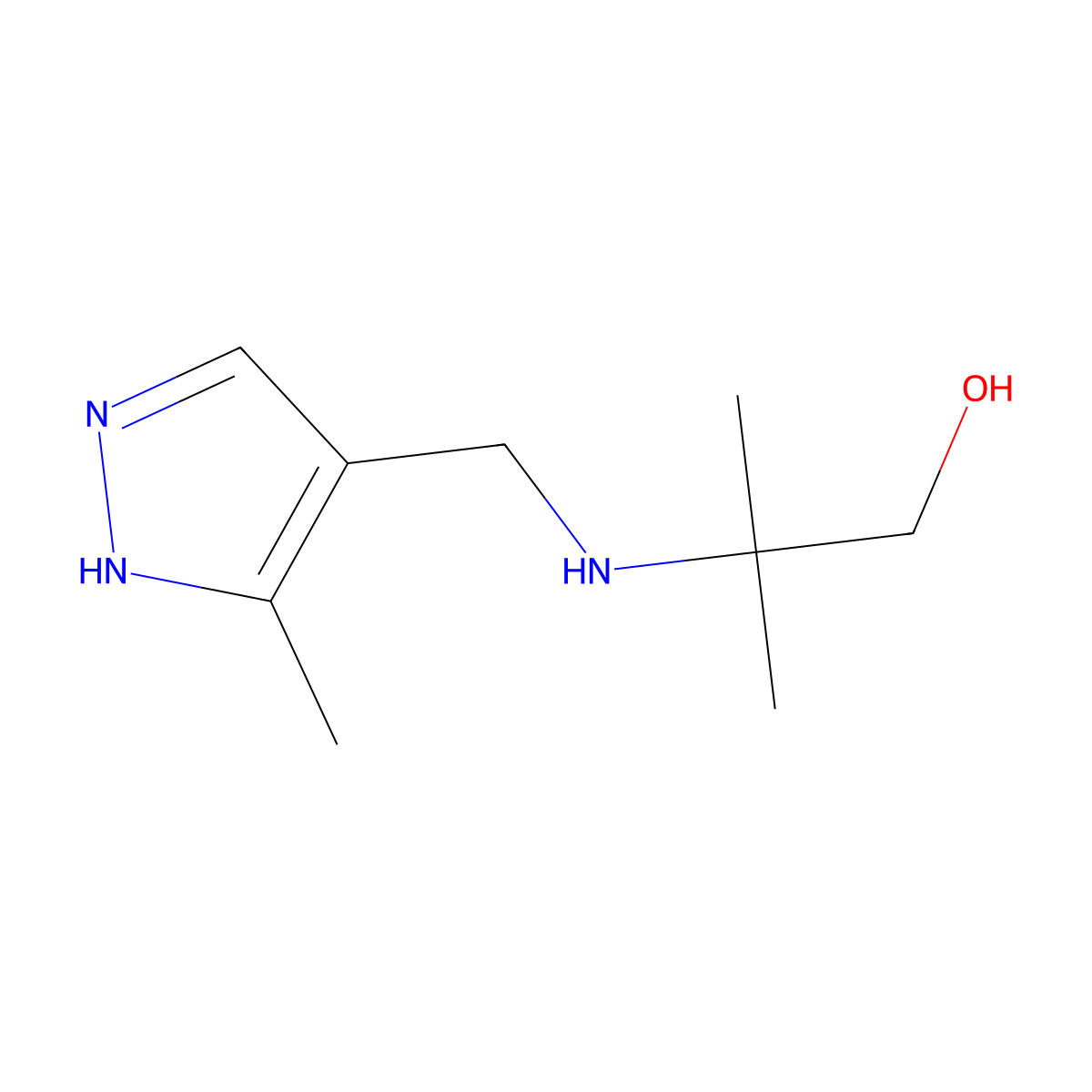 2-Methyl-2-{[(3-methyl-1H-pyrazol-4-yl)methyl]amino}propan-1-ol molecular structure, CAS 1156892-12-4