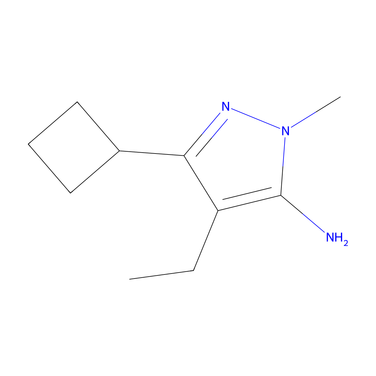 3-Cyclobutyl-4-ethyl-1-methyl-1H-pyrazol-5-amine molecular structure, CAS 1156892-28-2