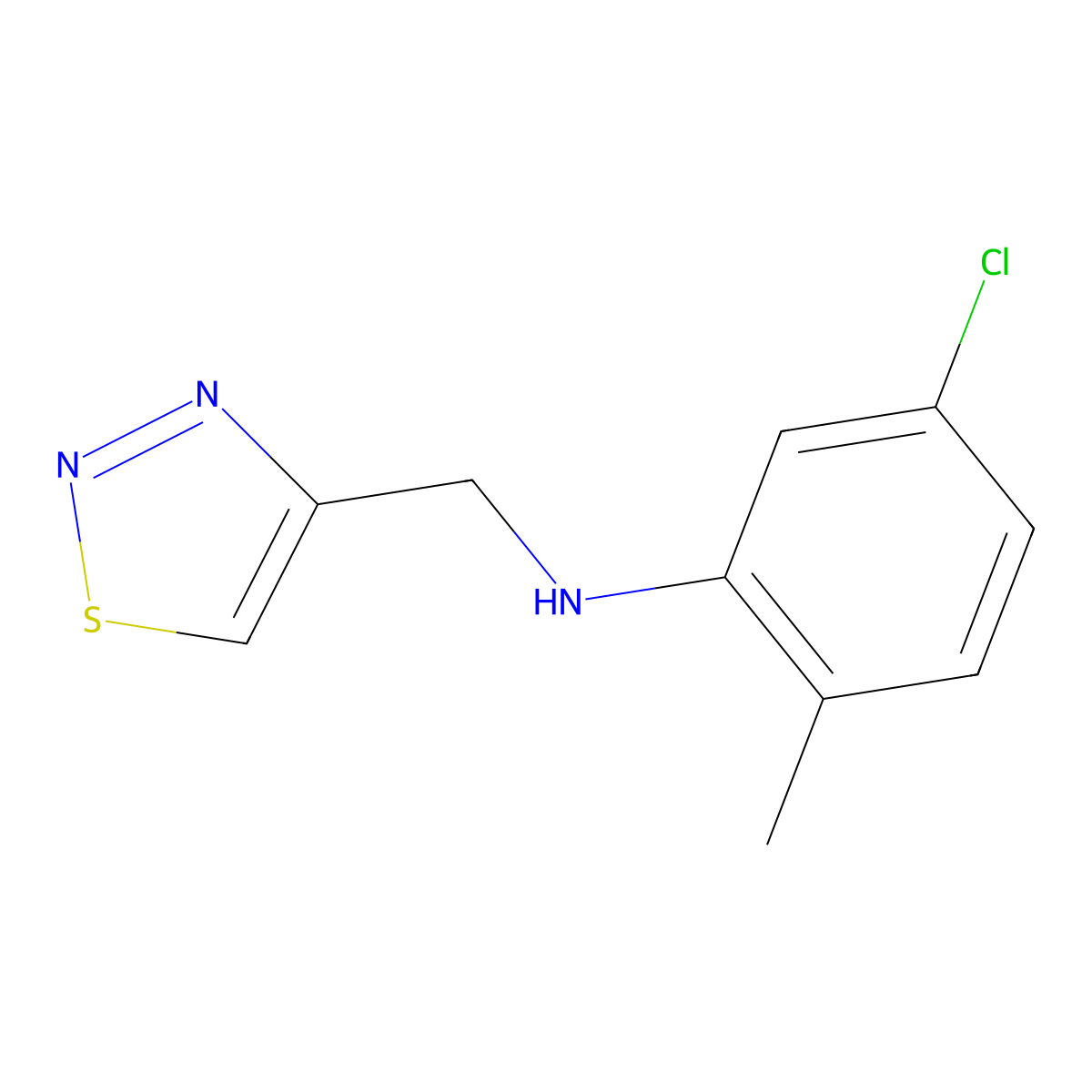 5-chloro-2-methyl-N-[(1,2,3-thiadiazol-4-yl)methyl]aniline molecular structure, CAS 1156892-94-2