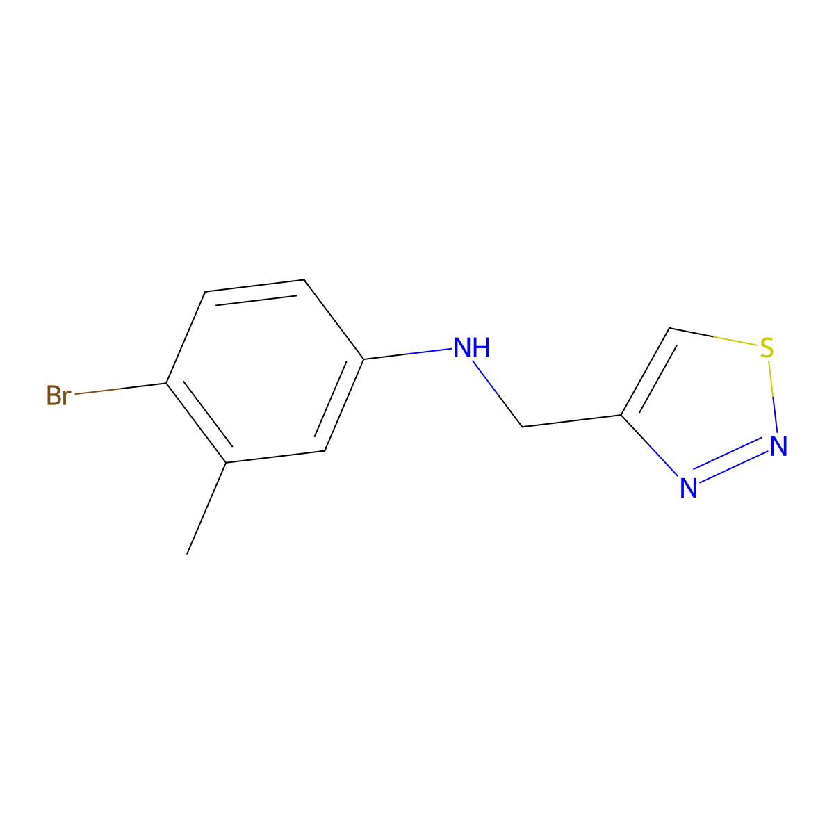 4-bromo-3-methyl-N-[(1,2,3-thiadiazol-4-yl)methyl]aniline molecular structure, CAS 1156893-04-7