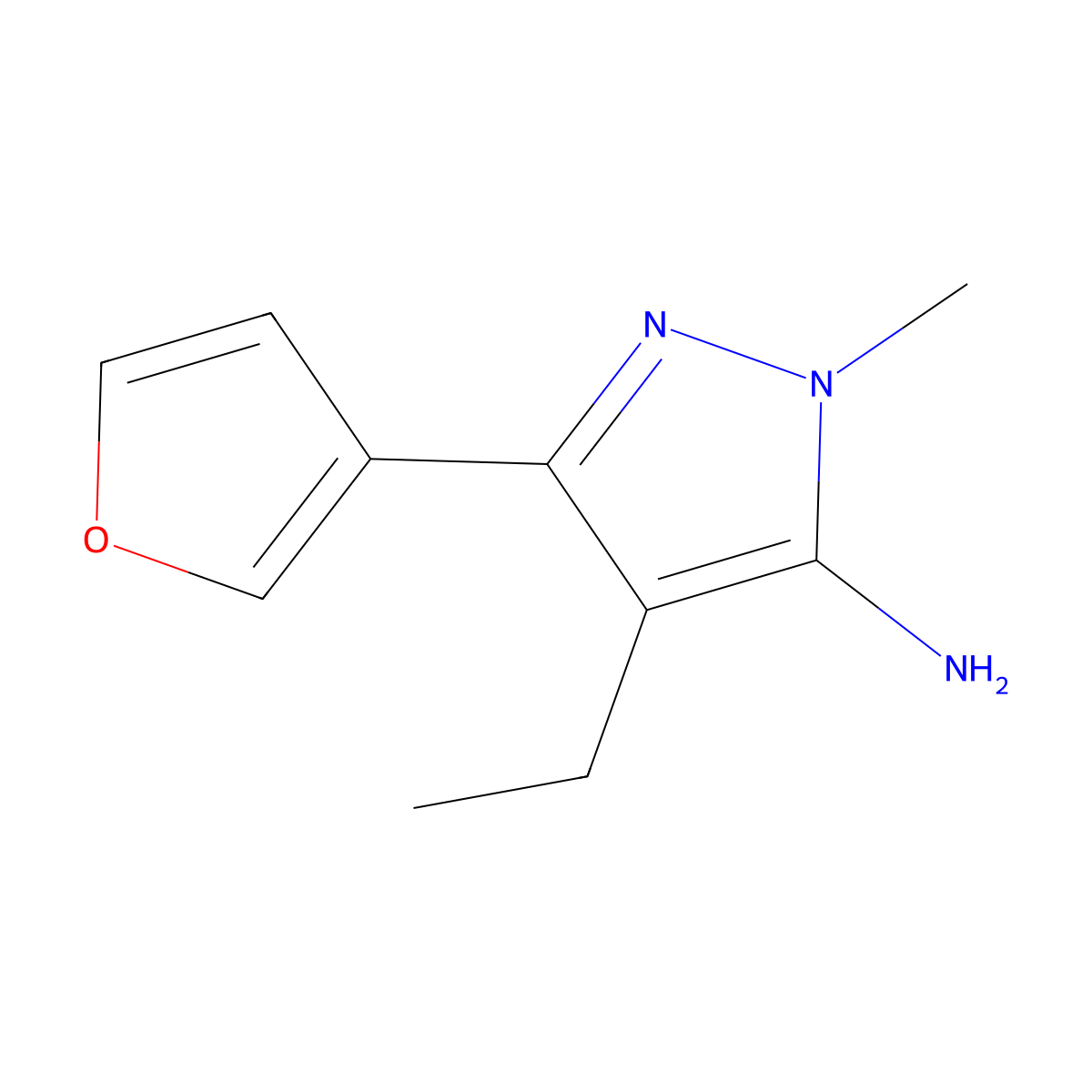 4-Ethyl-3-(furan-3-YL)-1-methyl-1H-pyrazol-5-amine molecular structure, CAS 1156893-36-5