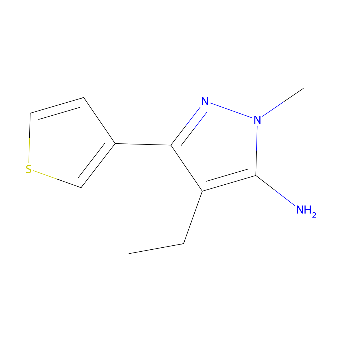 4-Ethyl-1-methyl-3-(thiophen-3-YL)-1H-pyrazol-5-amine molecular structure, CAS 1156893-45-6