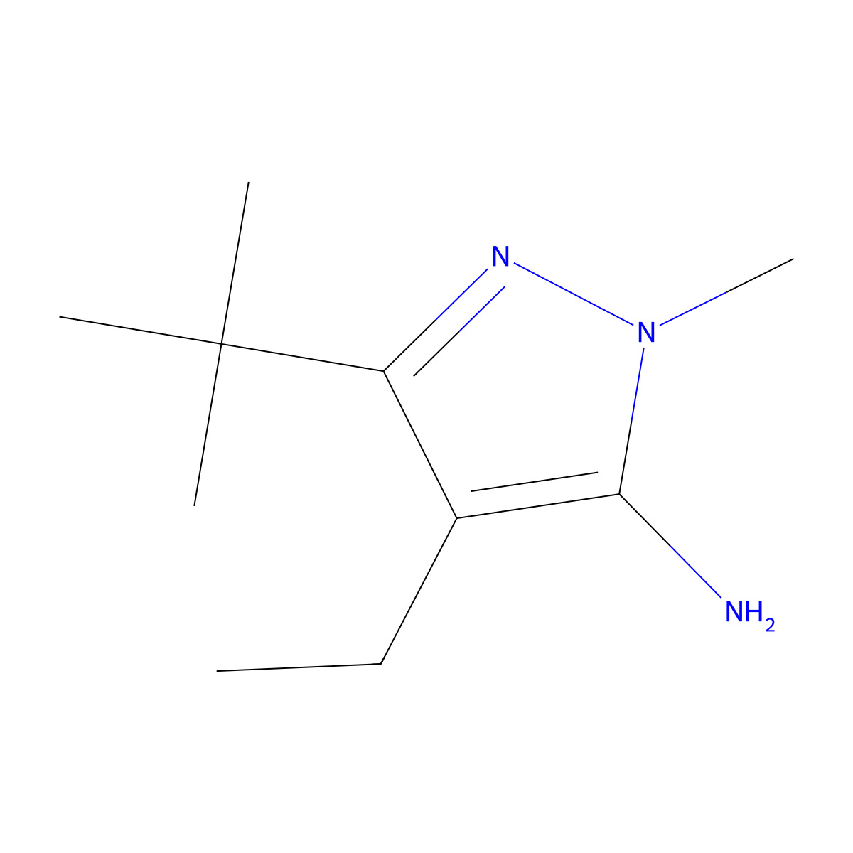 3-Tert-butyl-4-ethyl-1-methyl-1H-pyrazol-5-amine molecular structure, CAS 1156893-61-6