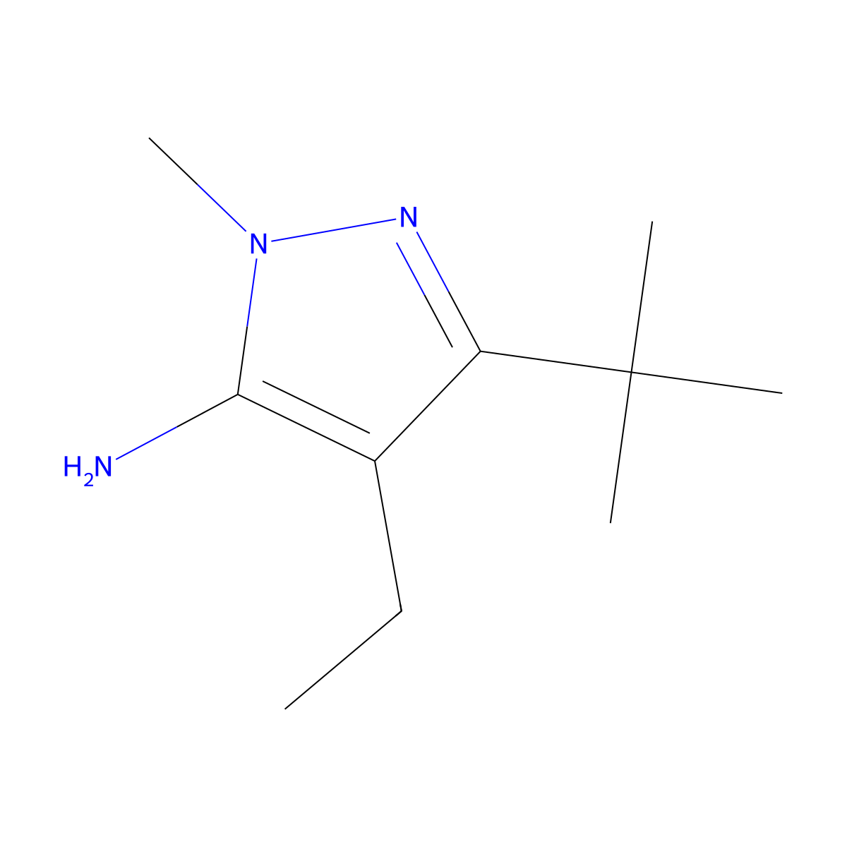 3-Tert-butyl-4-ethyl-1-methyl-1H-pyrazol-5-amine molecular structure, CAS 1156893-61-6