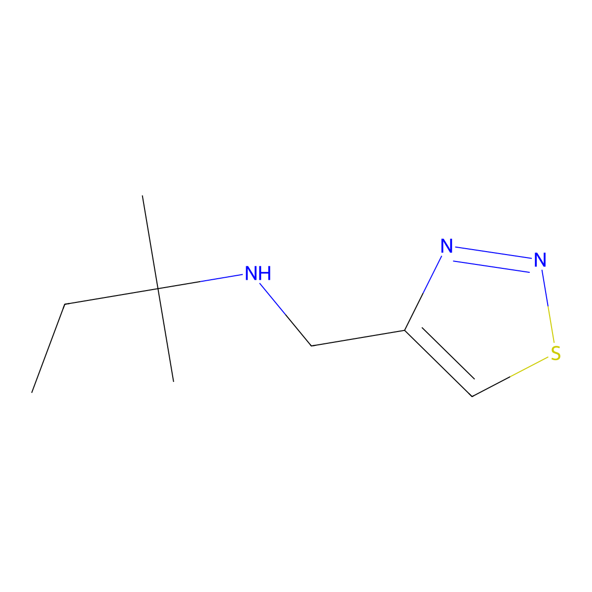N-((1,2,3-Thiadiazol-4-yl)methyl)-2-methylbutan-2-amine molecular structure, CAS 1156893-77-4