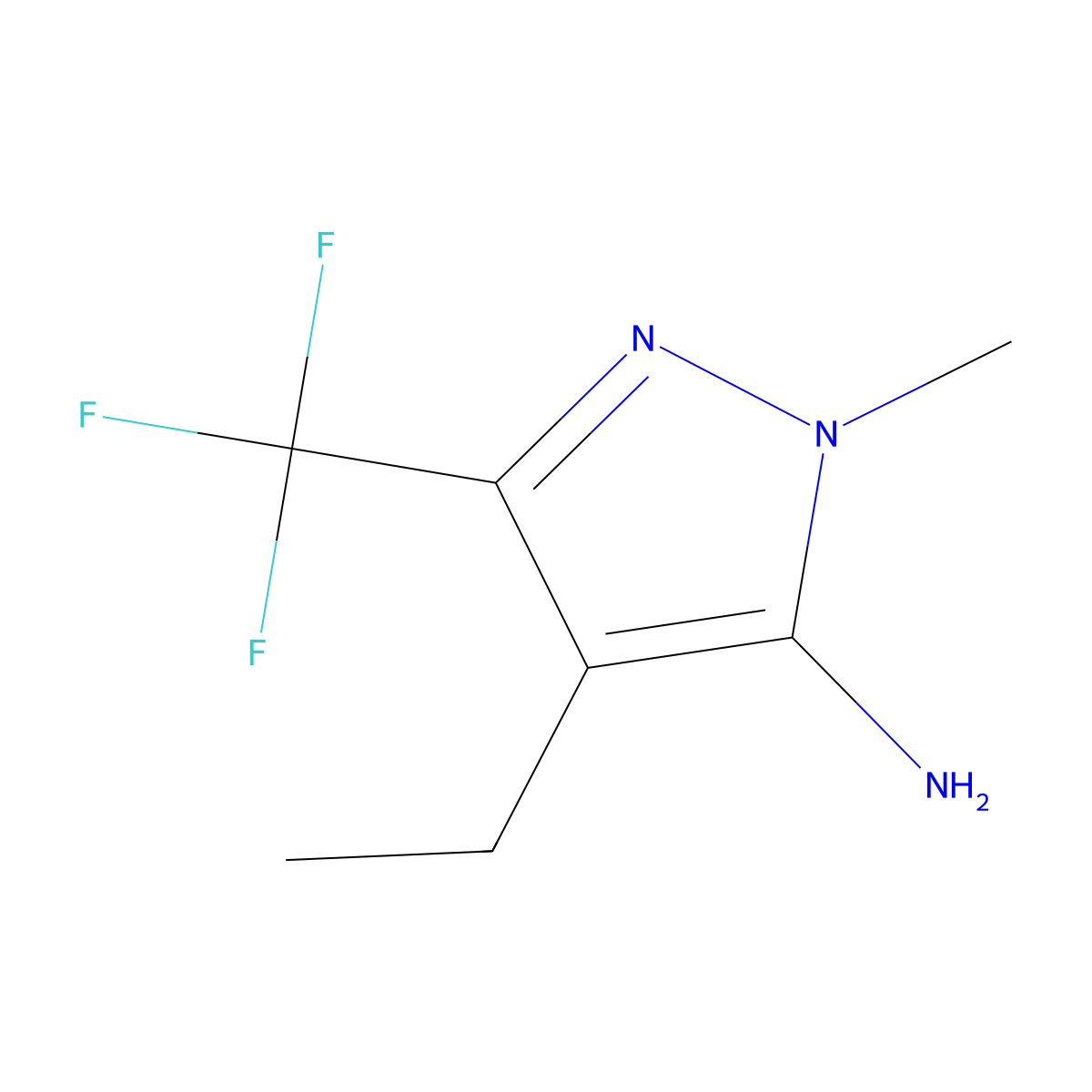 4-Ethyl-1-methyl-3-(trifluoromethyl)-1H-pyrazol-5-amine molecular structure, CAS 1156894-90-4