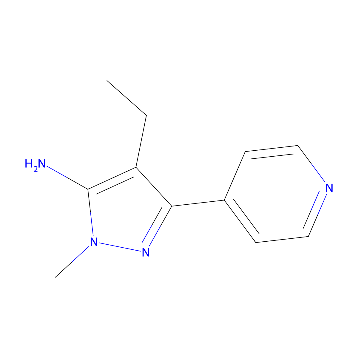4-Ethyl-1-methyl-3-(pyridin-4-yl)-1h-pyrazol-5-amine molecular structure, CAS 1156895-03-2